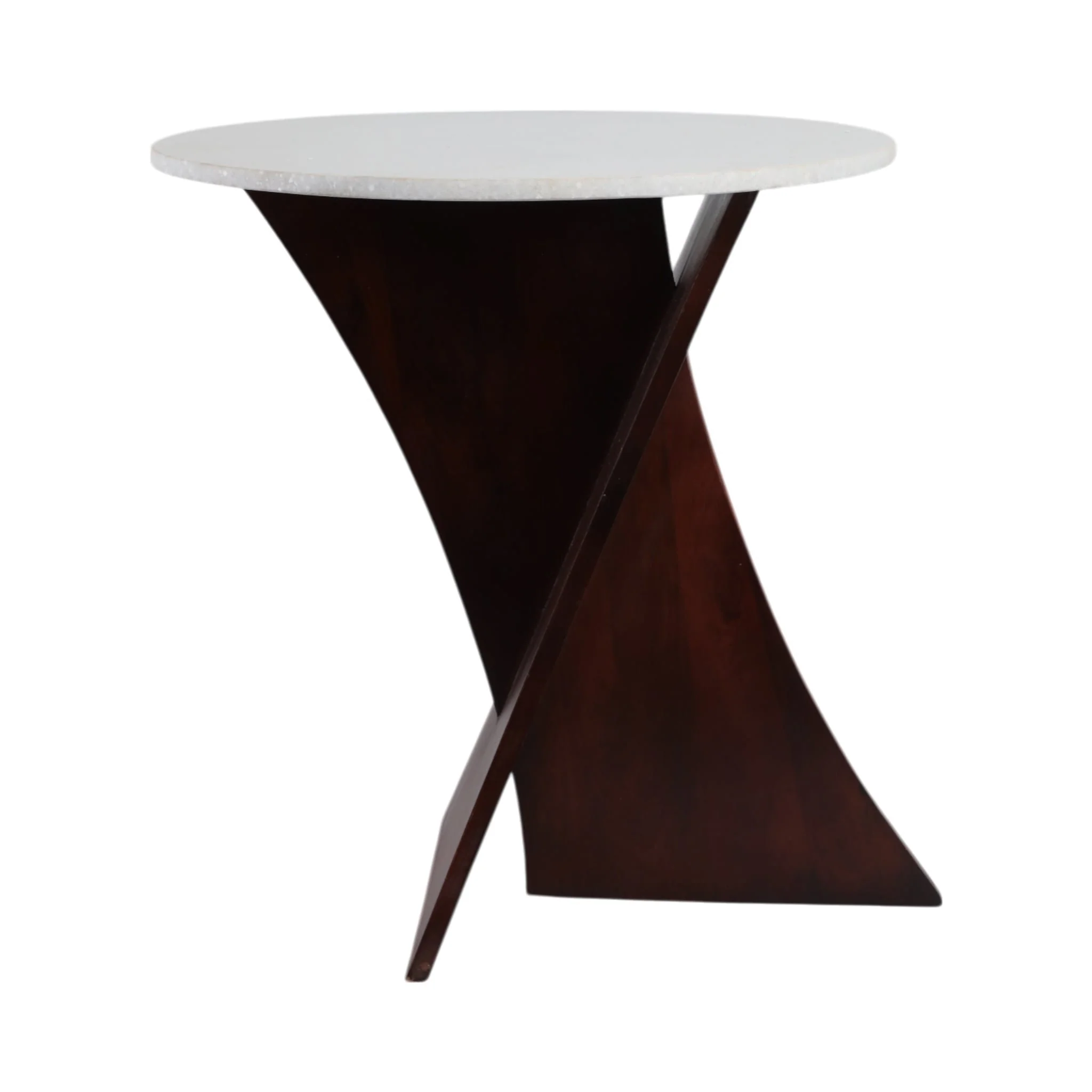21x20" Marble Top Criss Cross Accent Table, White/ - Image 4