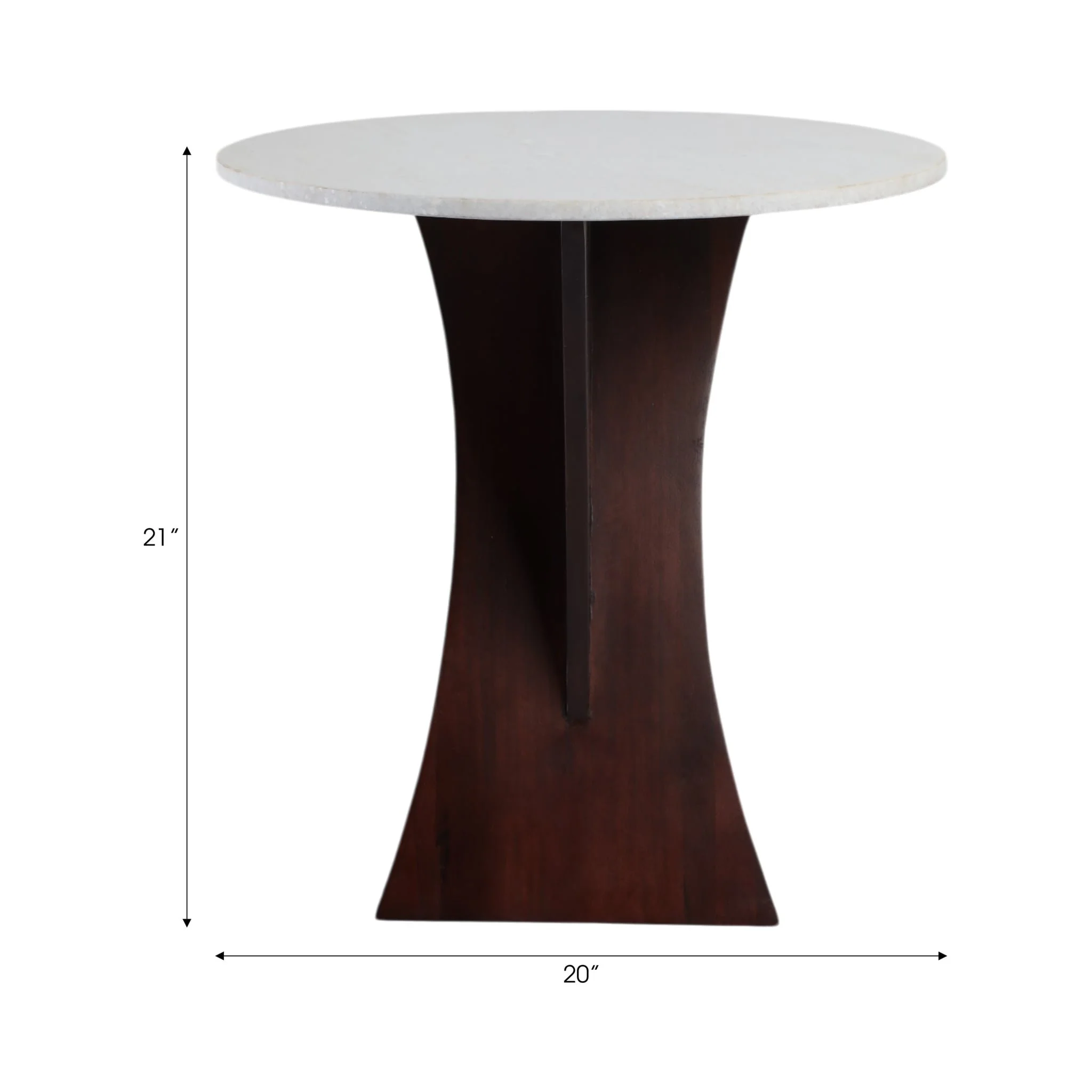 21x20" Marble Top Criss Cross Accent Table, White/ - Image 8