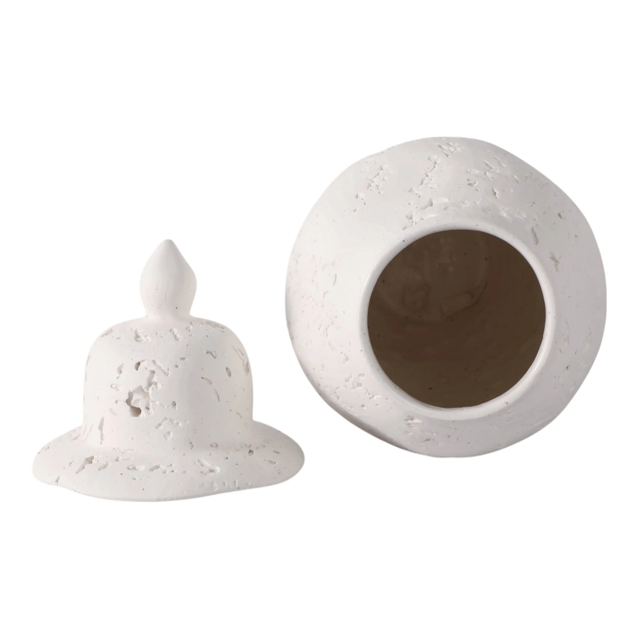 21x8" Cast Stone Finish Temple Jar, White - Image 6