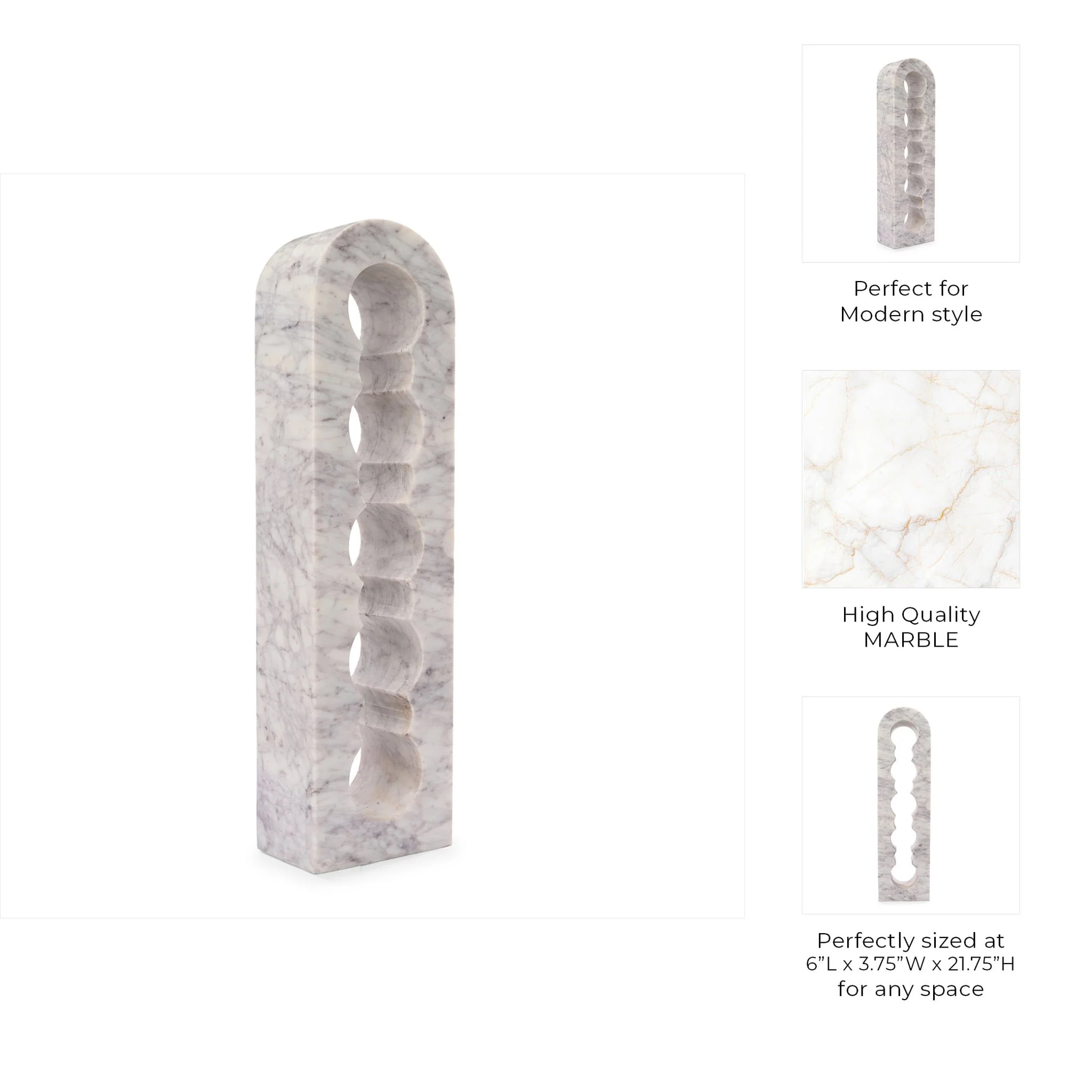 22" 5 Bottle Marble Wine Rack, White/ Grey - Image 10