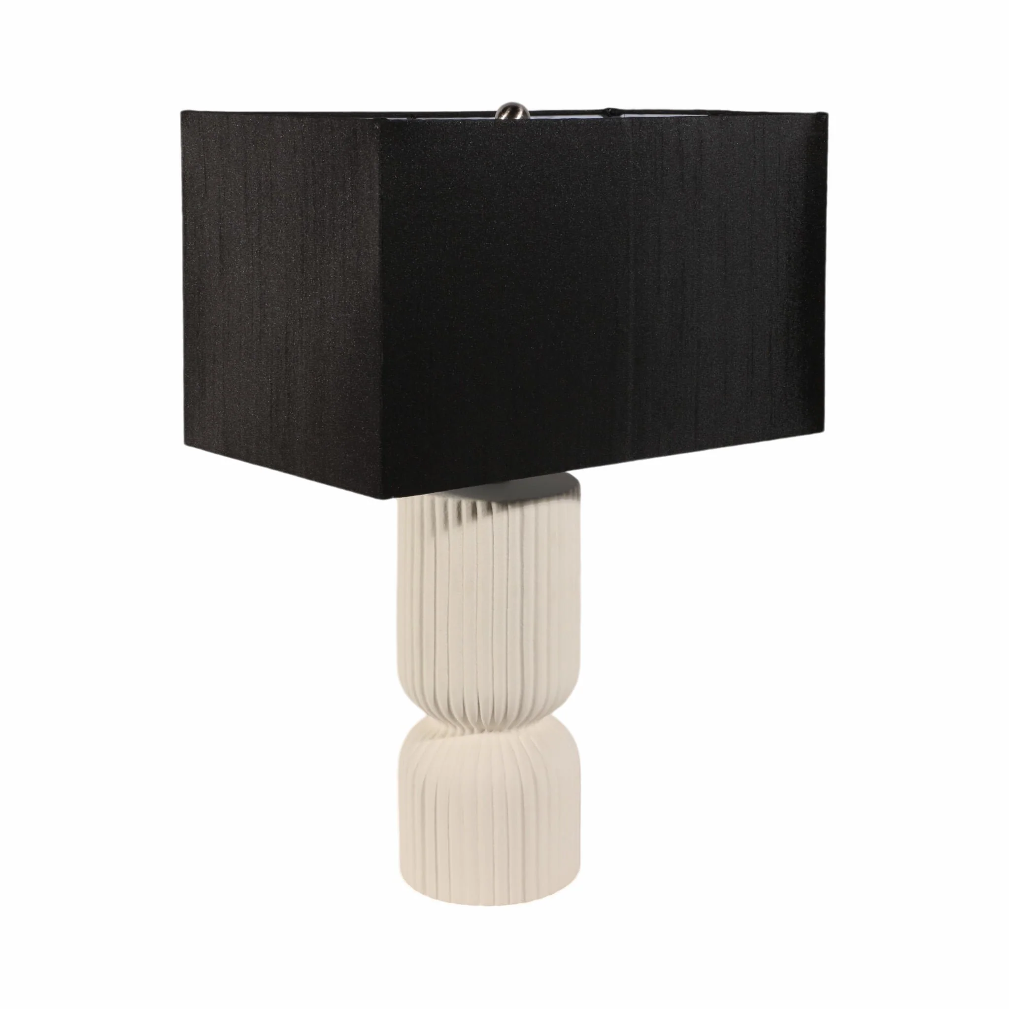 22" Fluted Cylinder Table Lamp, White/black - Image 2