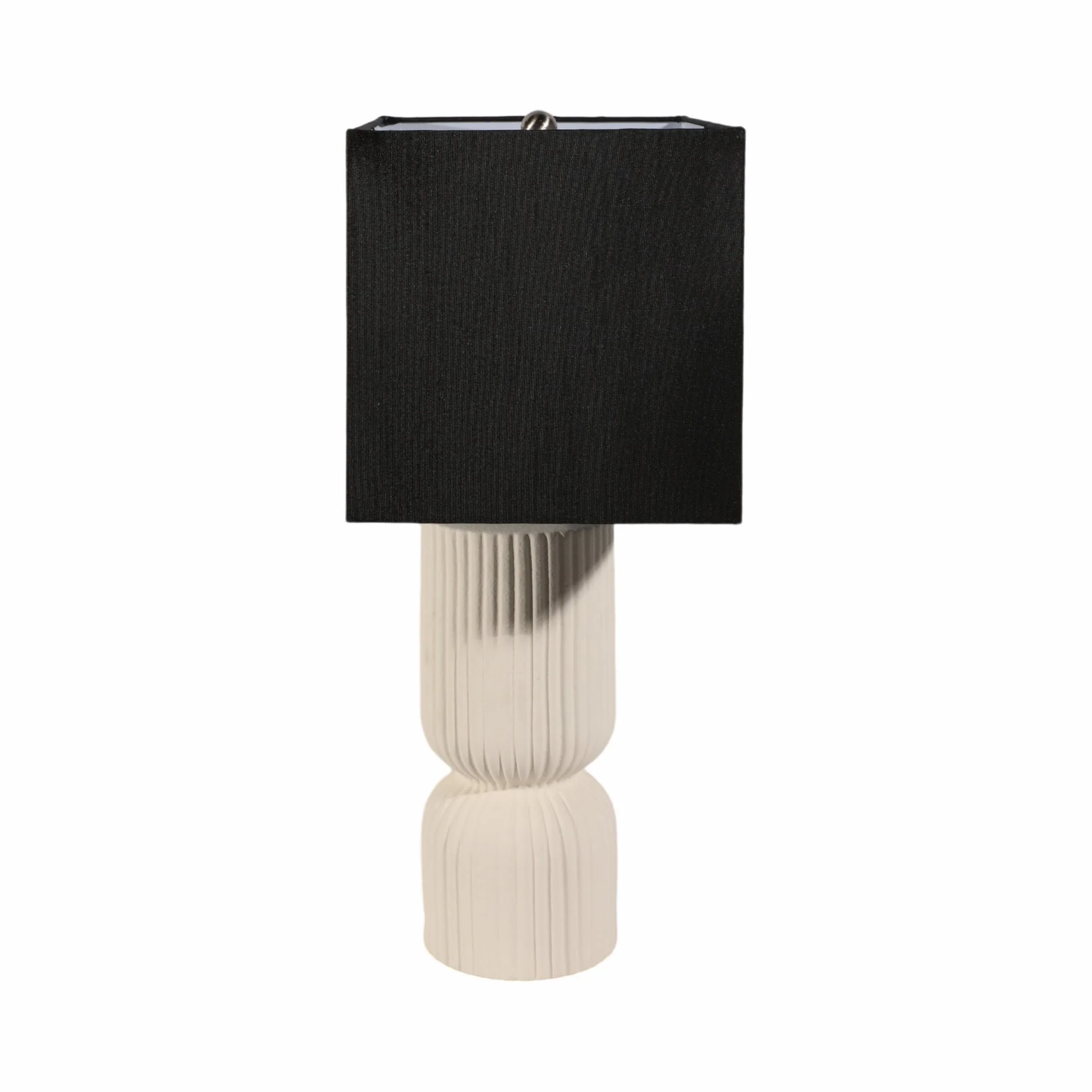 22" Fluted Cylinder Table Lamp, White/black - Image 3