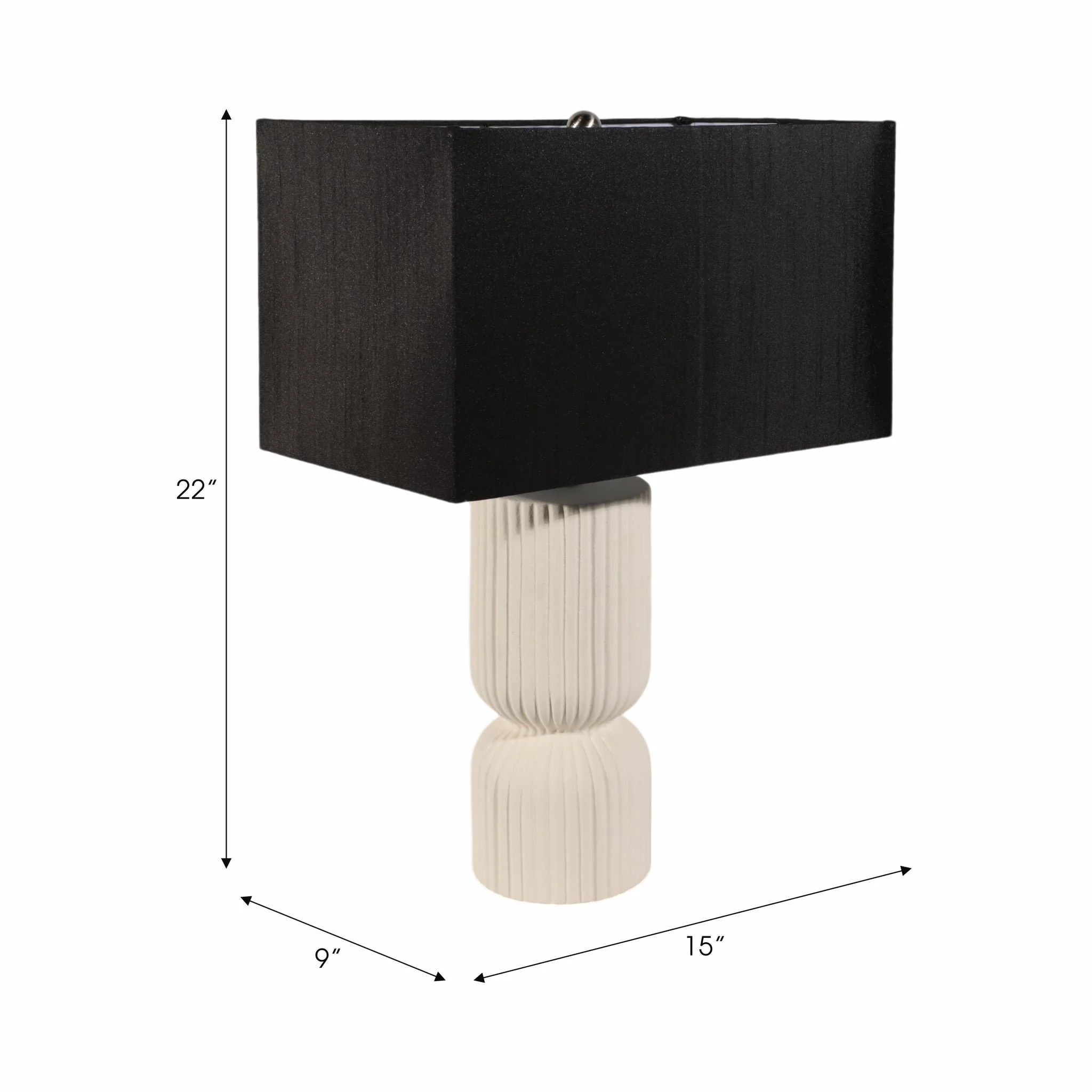 22" Fluted Cylinder Table Lamp, White/black - Image 6