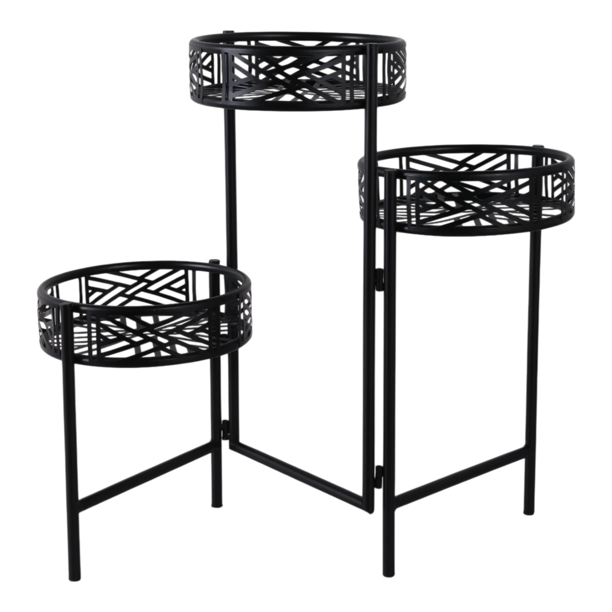 22" Folding 3-tier Geo Plant Stand, Black - Image 4