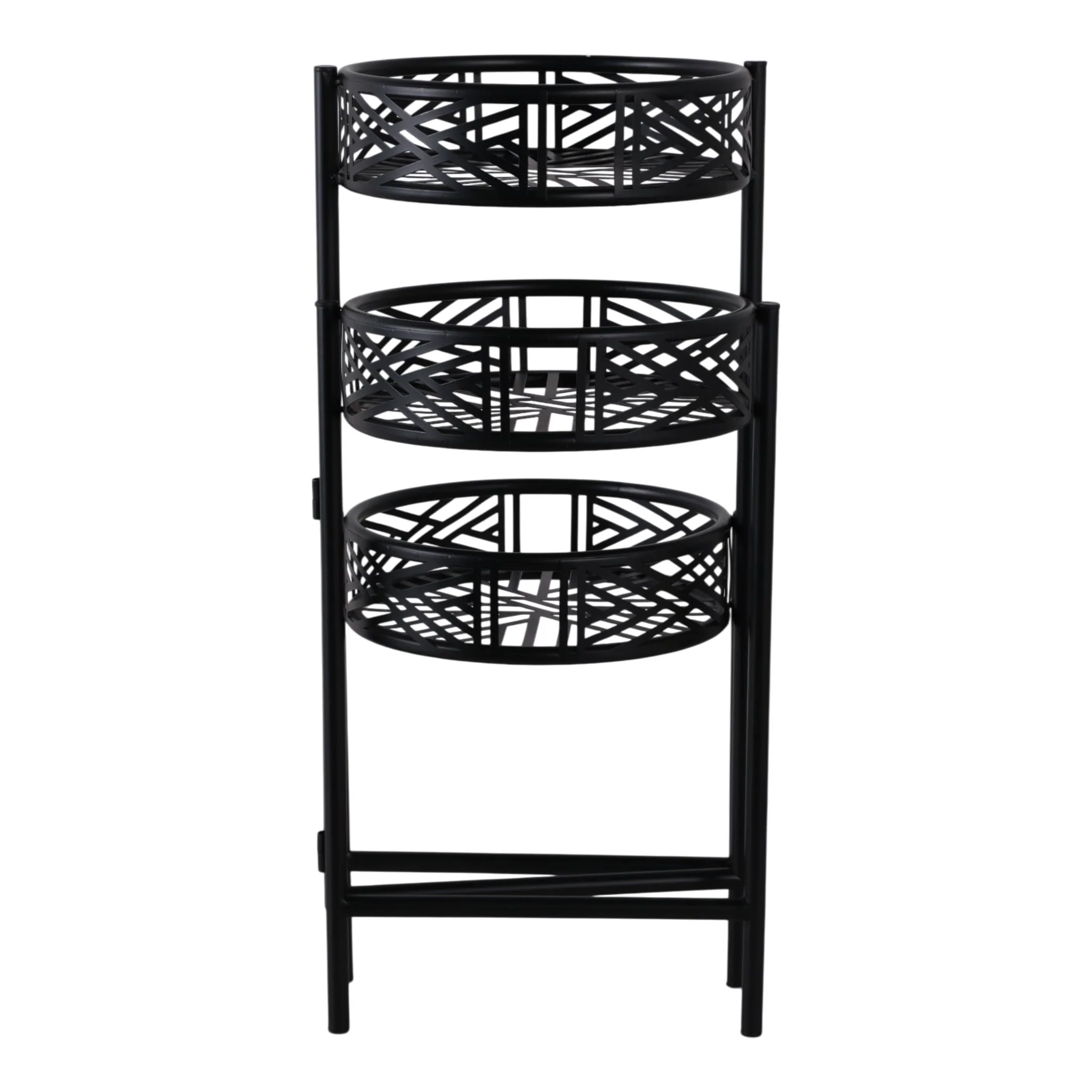 22" Folding 3-tier Geo Plant Stand, Black - Image 6