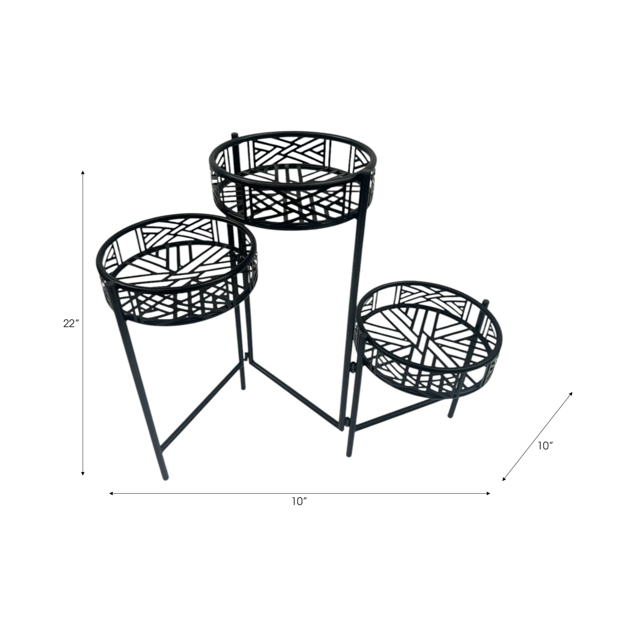 22" Folding 3-tier Geo Plant Stand, Black - Image 9
