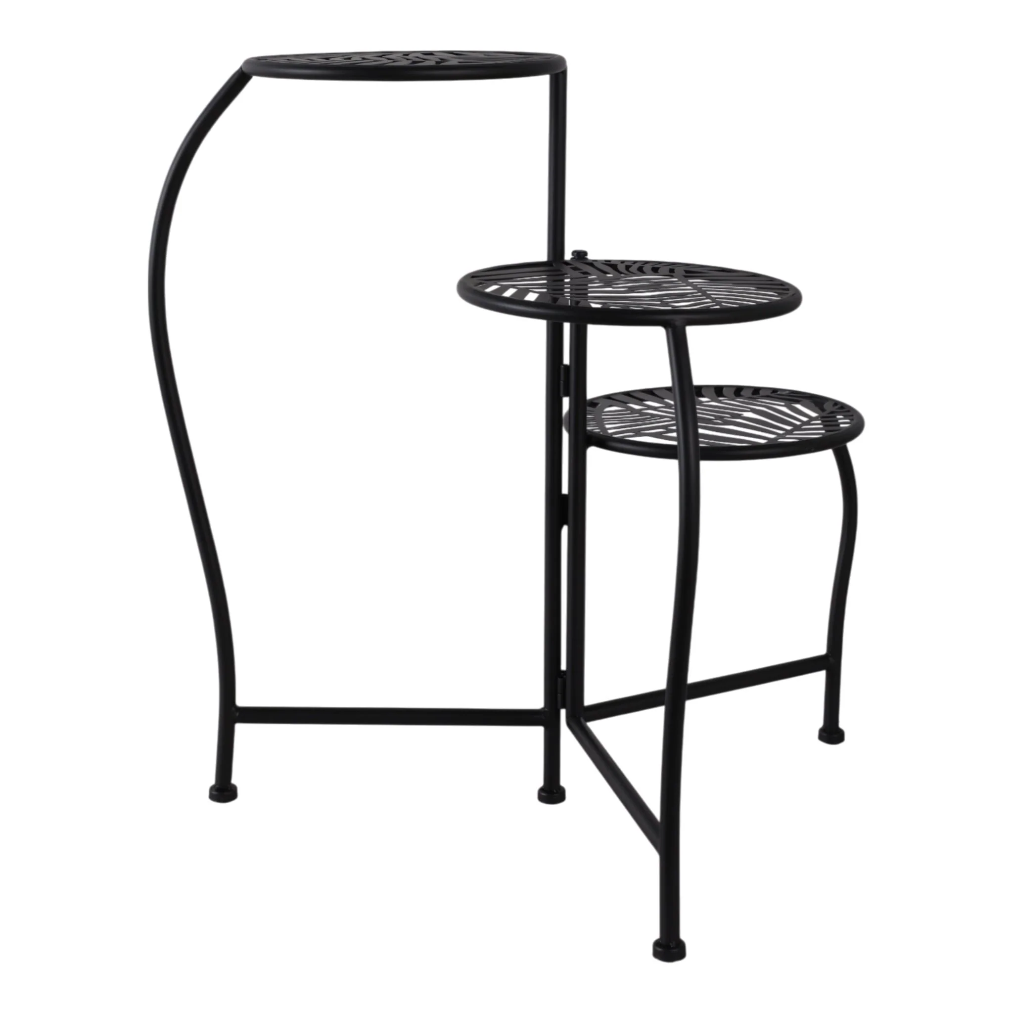 22" Folding 3-tier Leaves Plant Stand, Black - Image 3