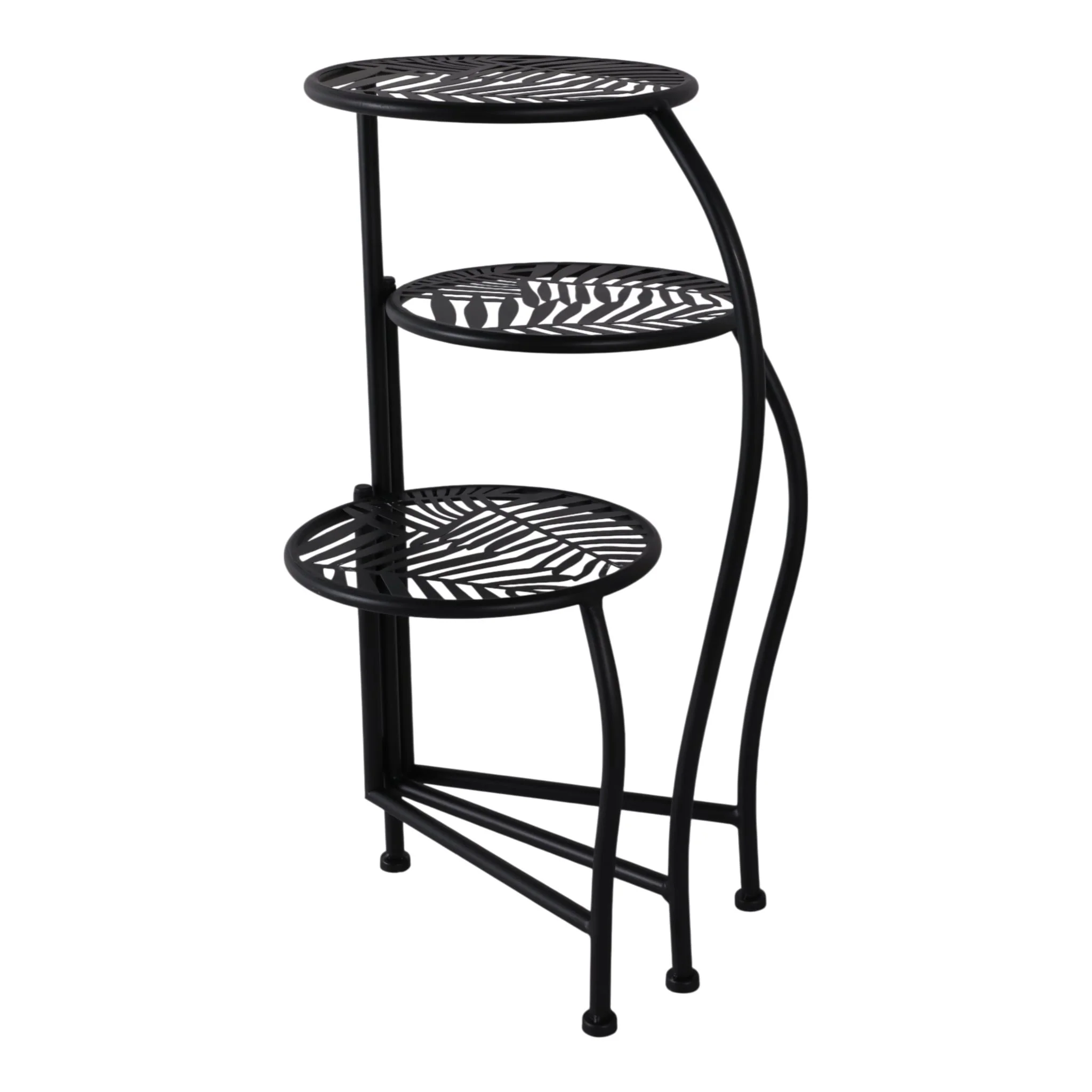 22" Folding 3-tier Leaves Plant Stand, Black - Image 6
