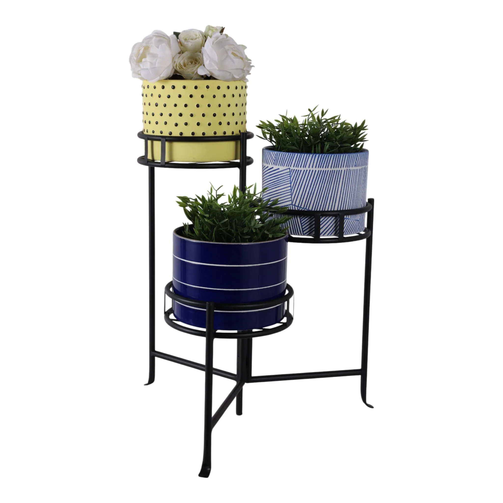 22" Folding 3-tier Plant Stand, Black - Image 2
