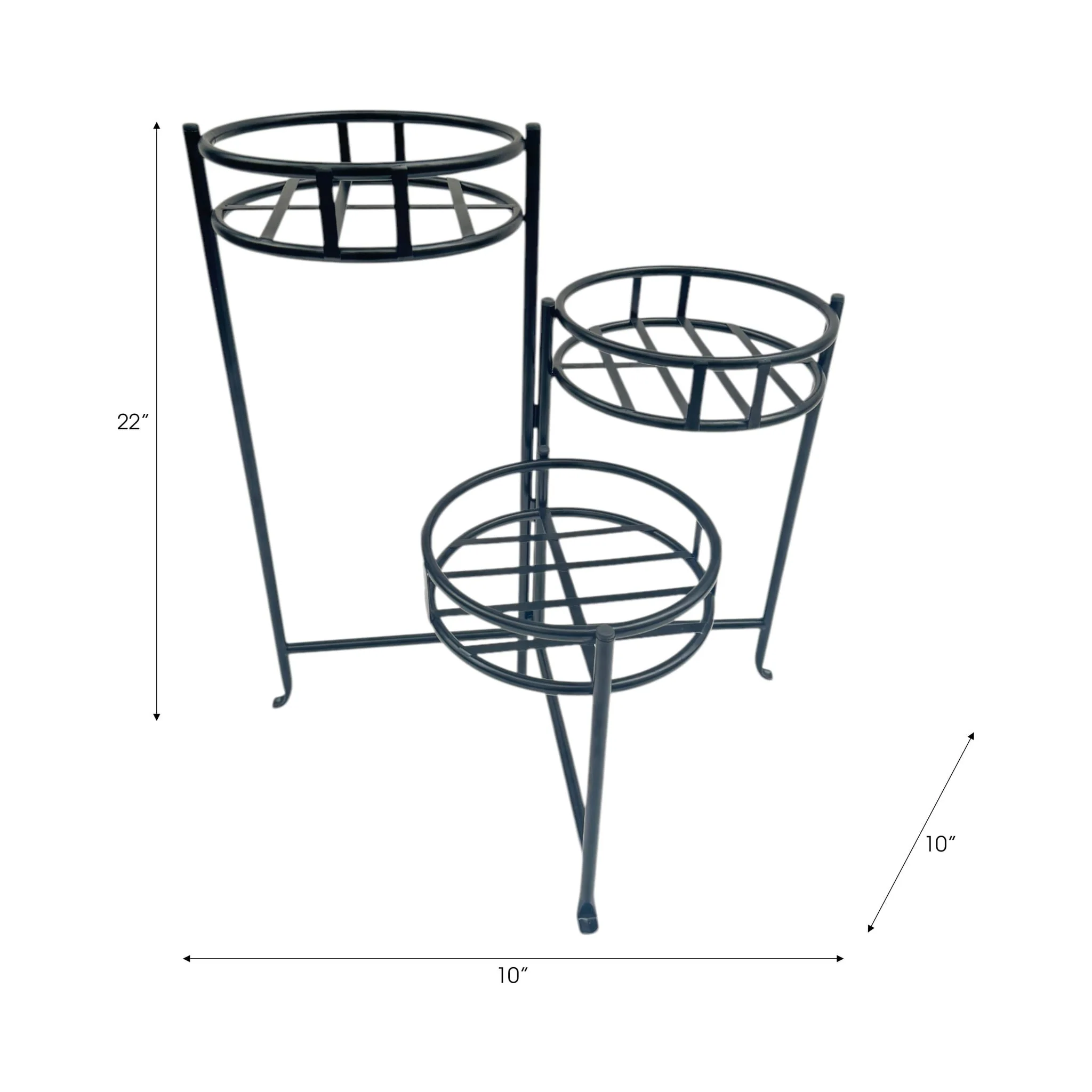 22" Folding 3-tier Plant Stand, Black - Image 9