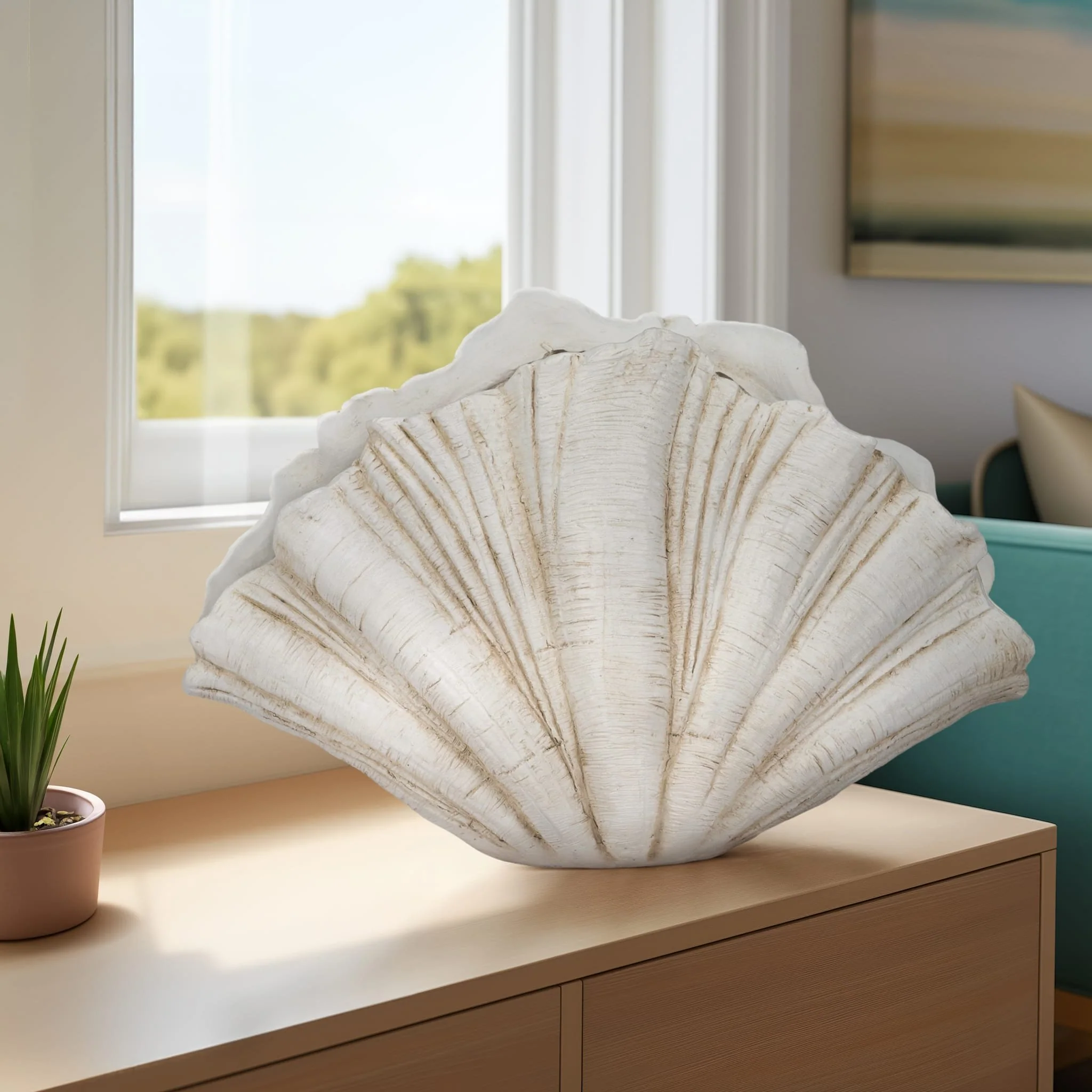 22" Scallop Shell Decor, White - Image 10
