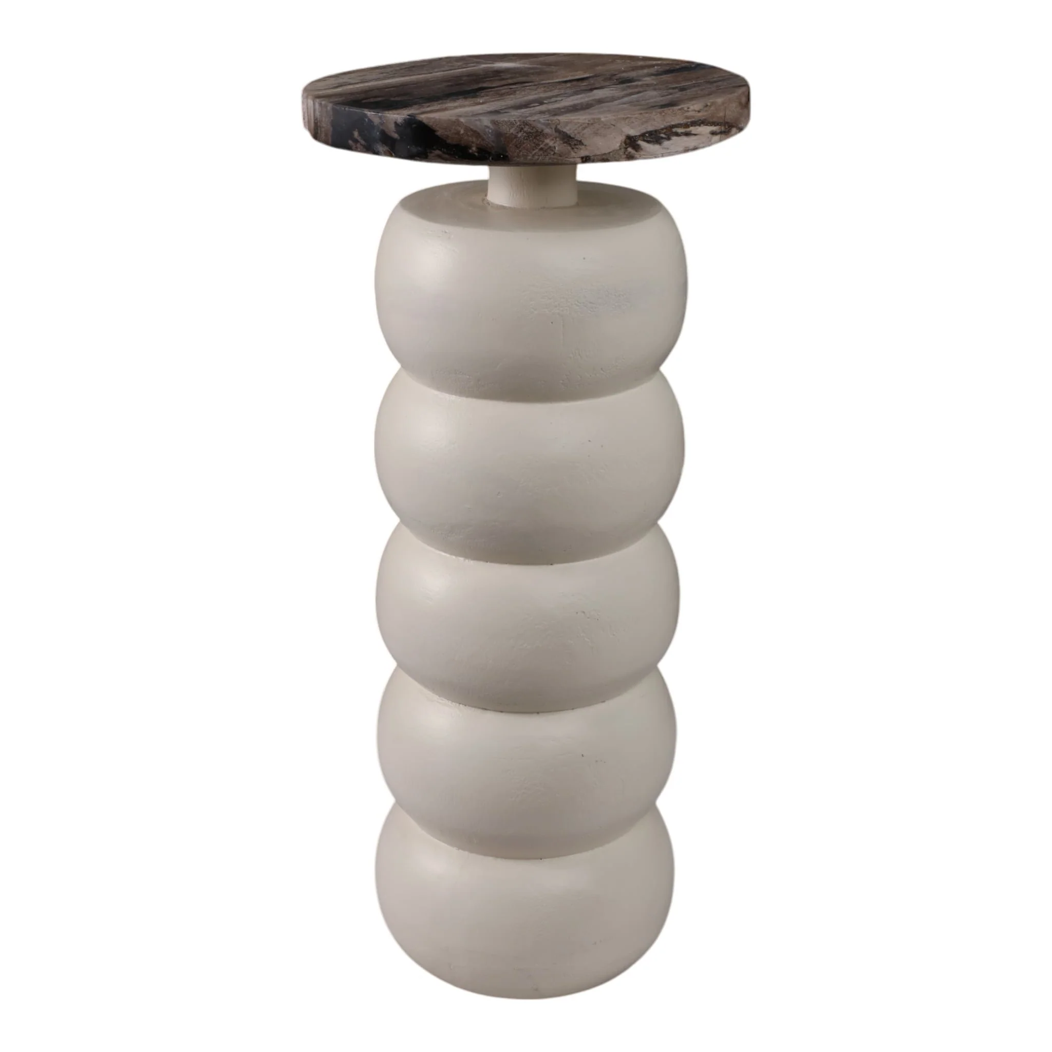 22" Stacked Ring Accent Table Petrified Wood Top, - Image 2