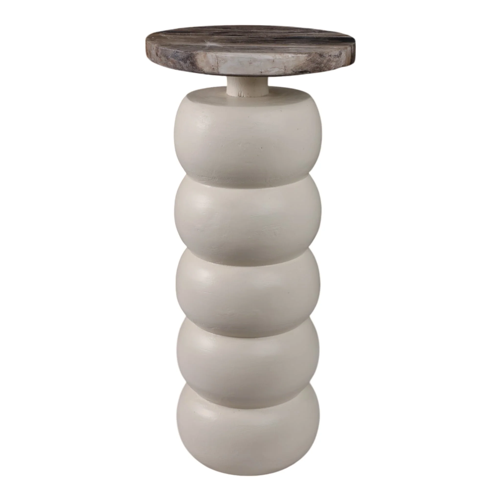 22" Stacked Ring Accent Table Petrified Wood Top, - Image 4
