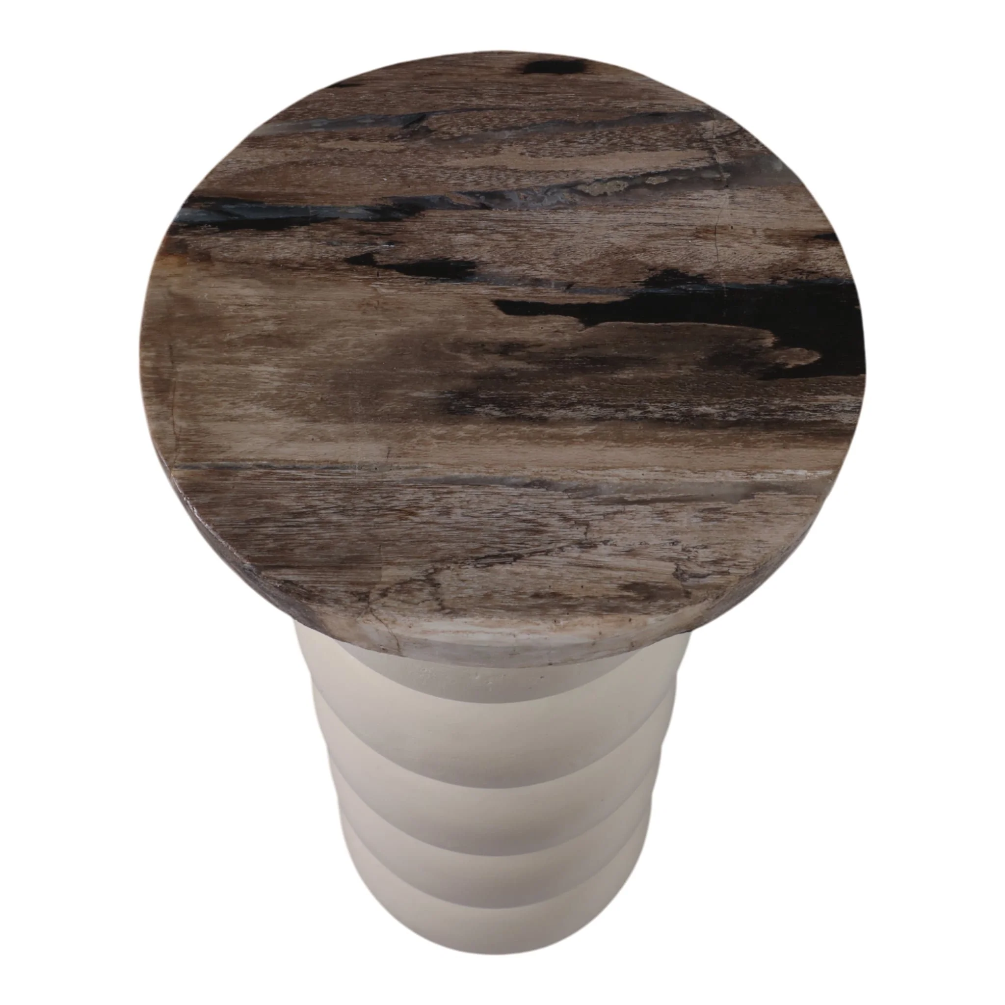 22" Stacked Ring Accent Table Petrified Wood Top, - Image 7