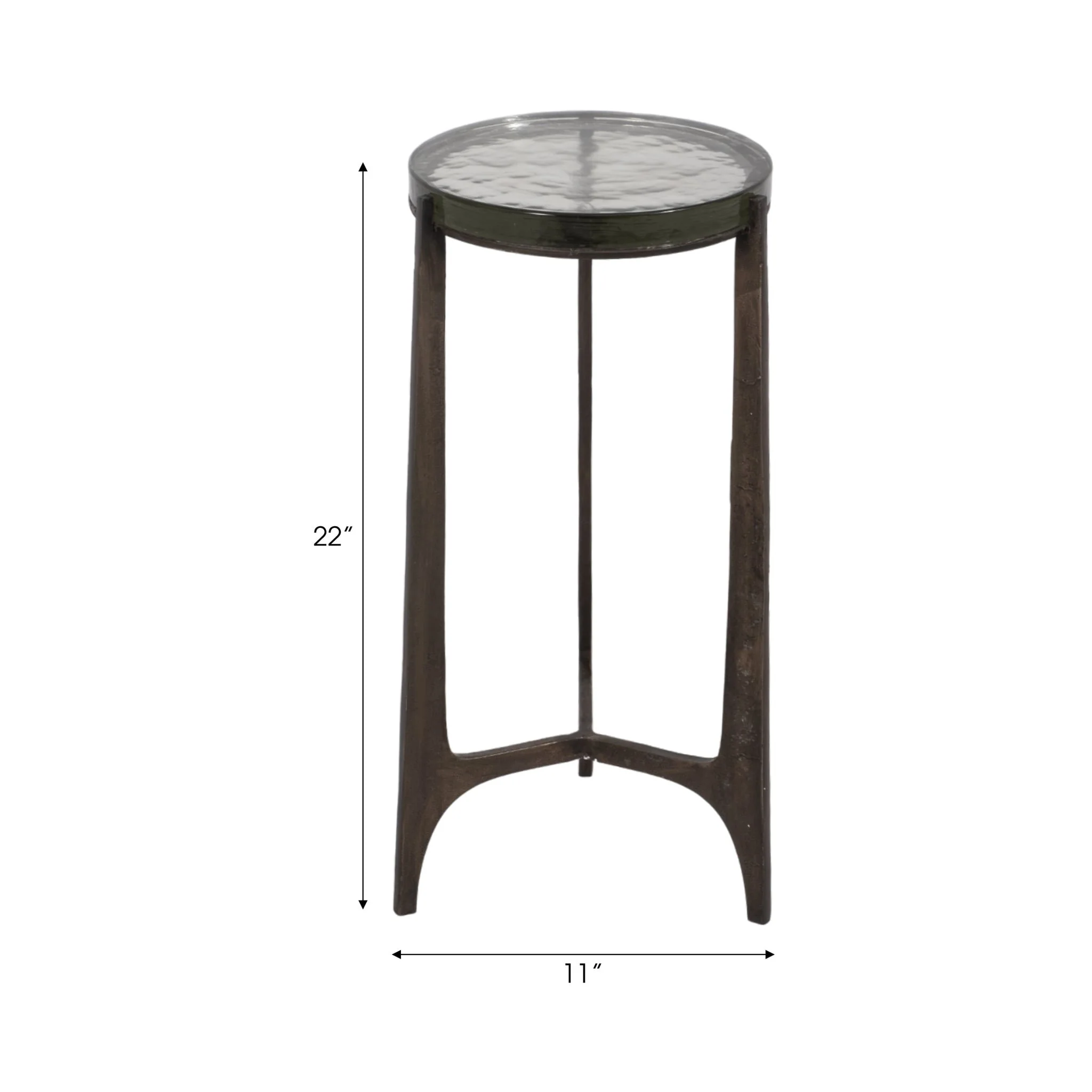 22" Thick Glass Top Round Accent Table, Antique Br - Image 7