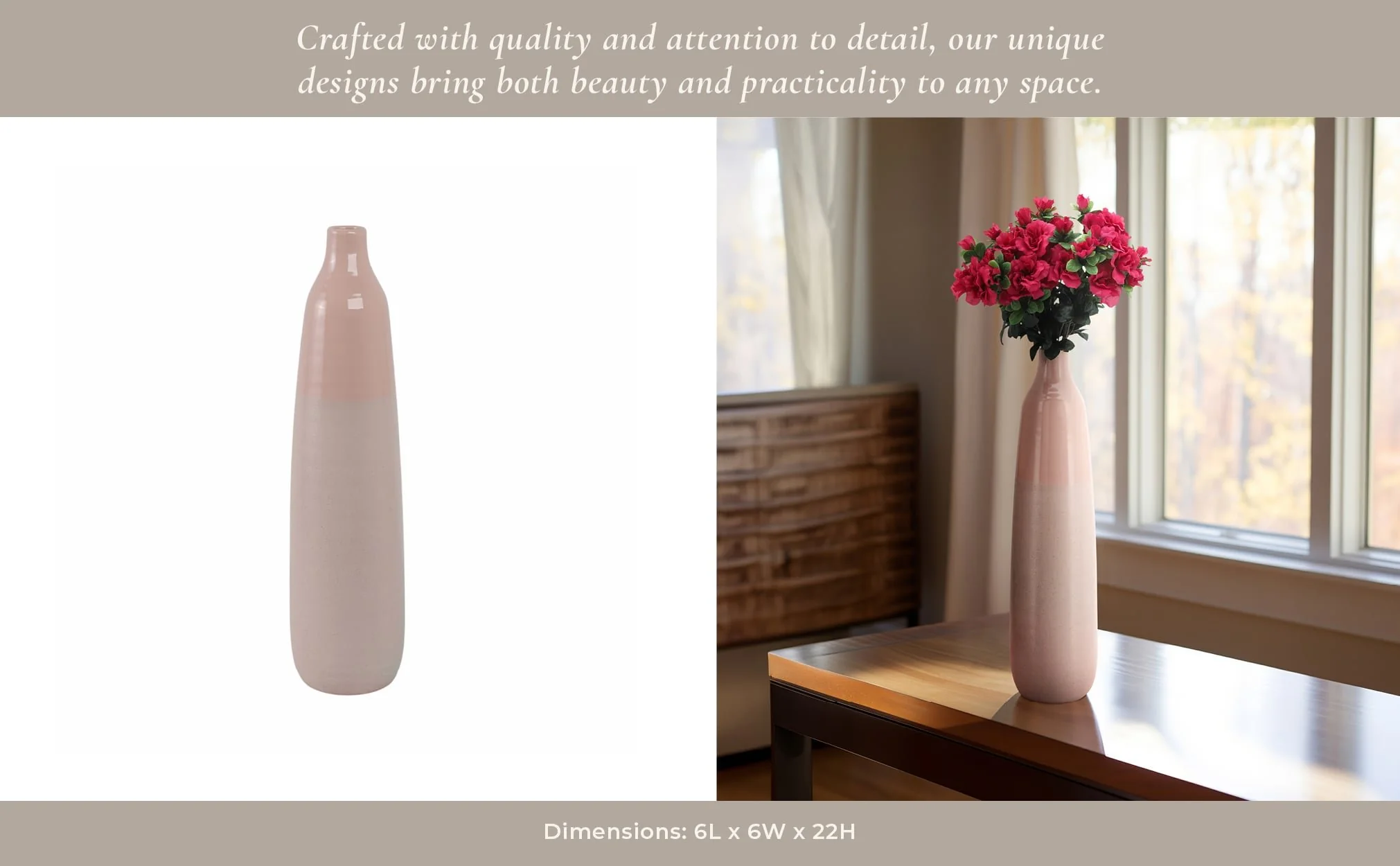 22"h Bottle Vase, Blush - Image 11