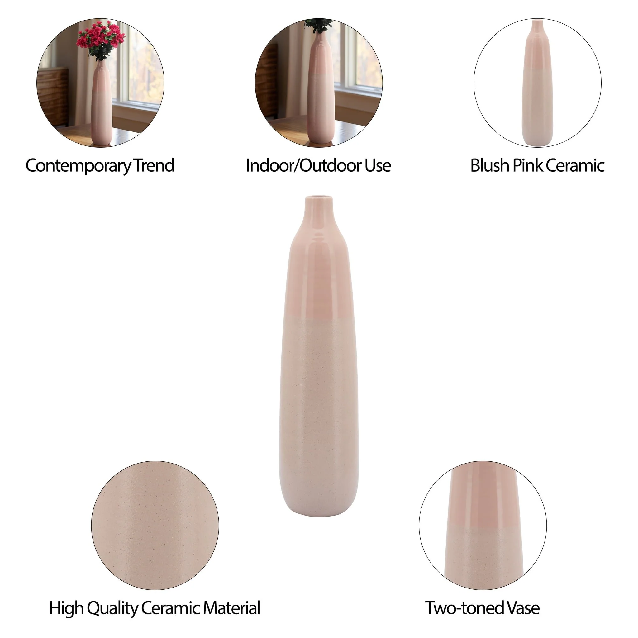 22"h Bottle Vase, Blush - Image 9