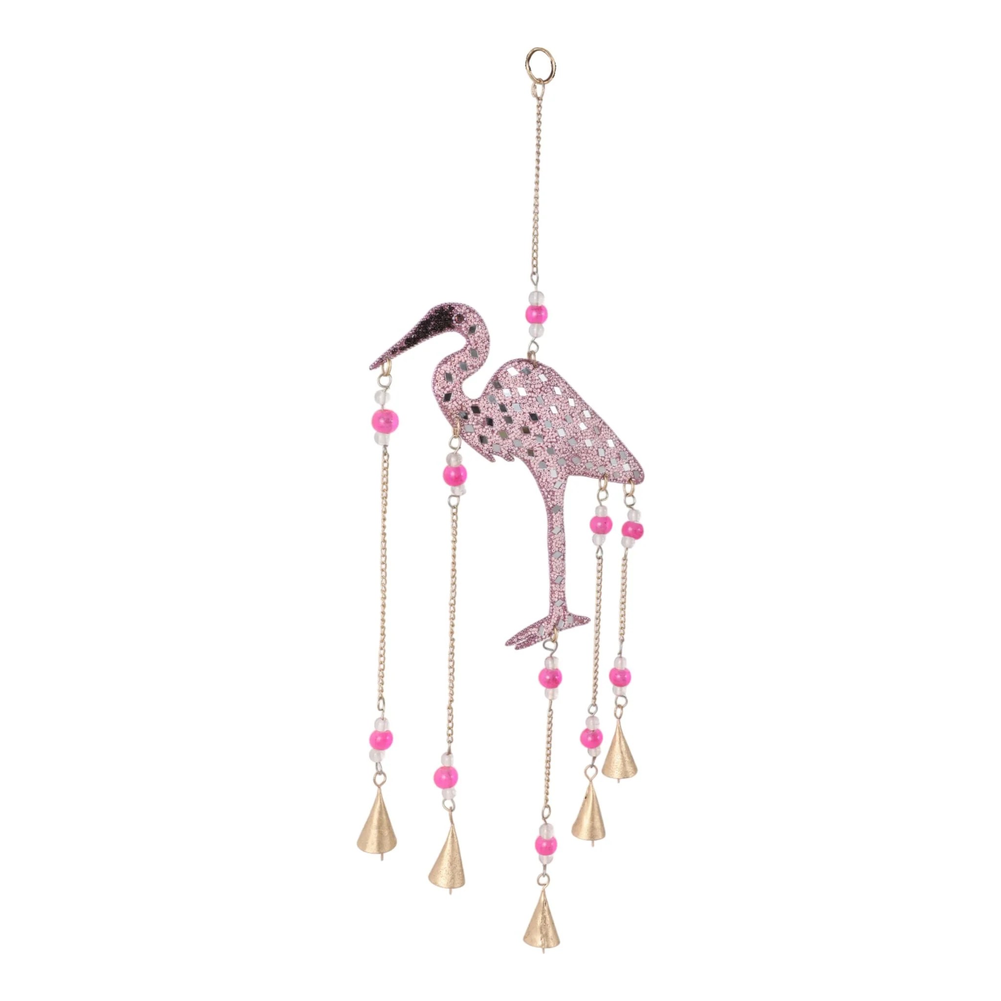 22x10" Beaded Mosaic Flamingo Chime, Pink - Image 2