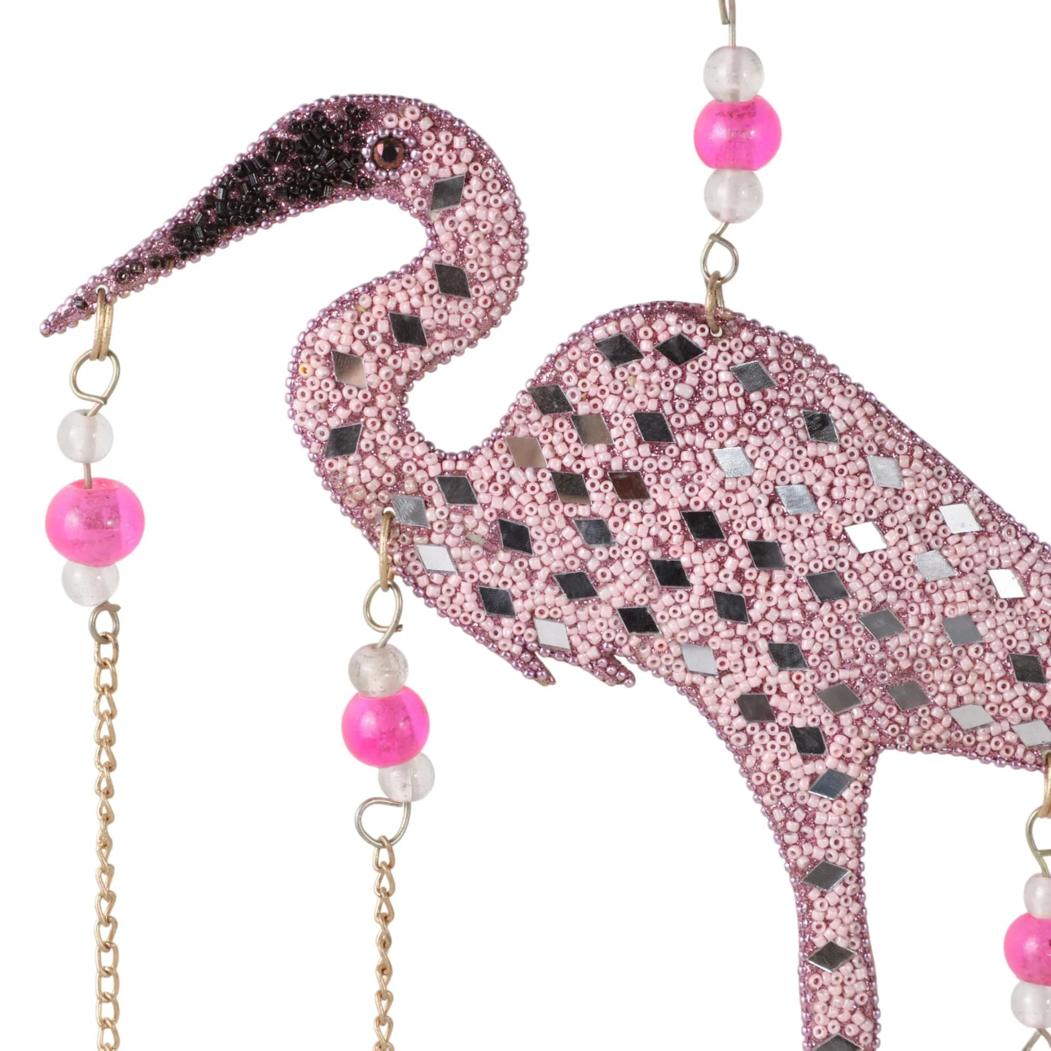 22x10" Beaded Mosaic Flamingo Chime, Pink - Image 4