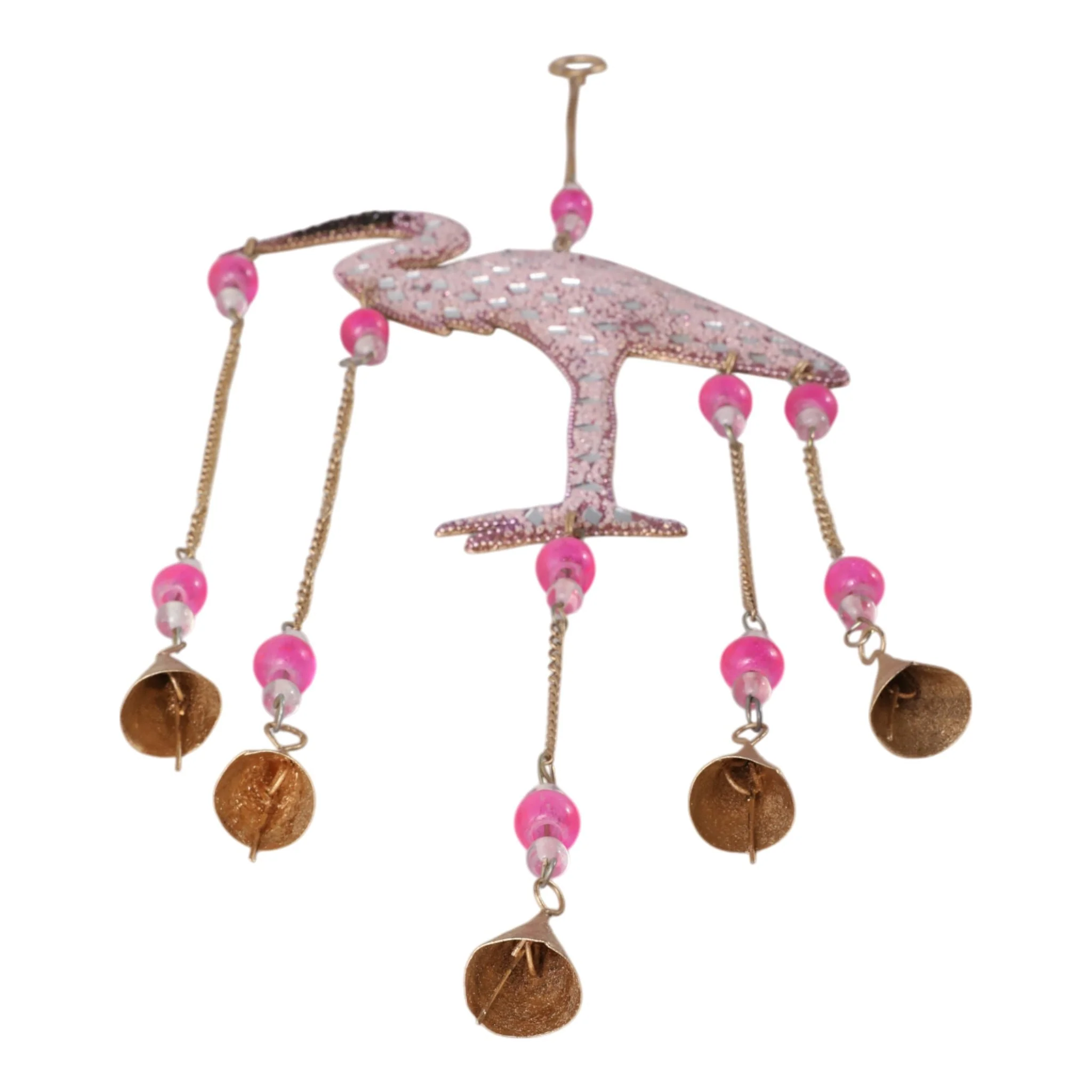 22x10" Beaded Mosaic Flamingo Chime, Pink - Image 8