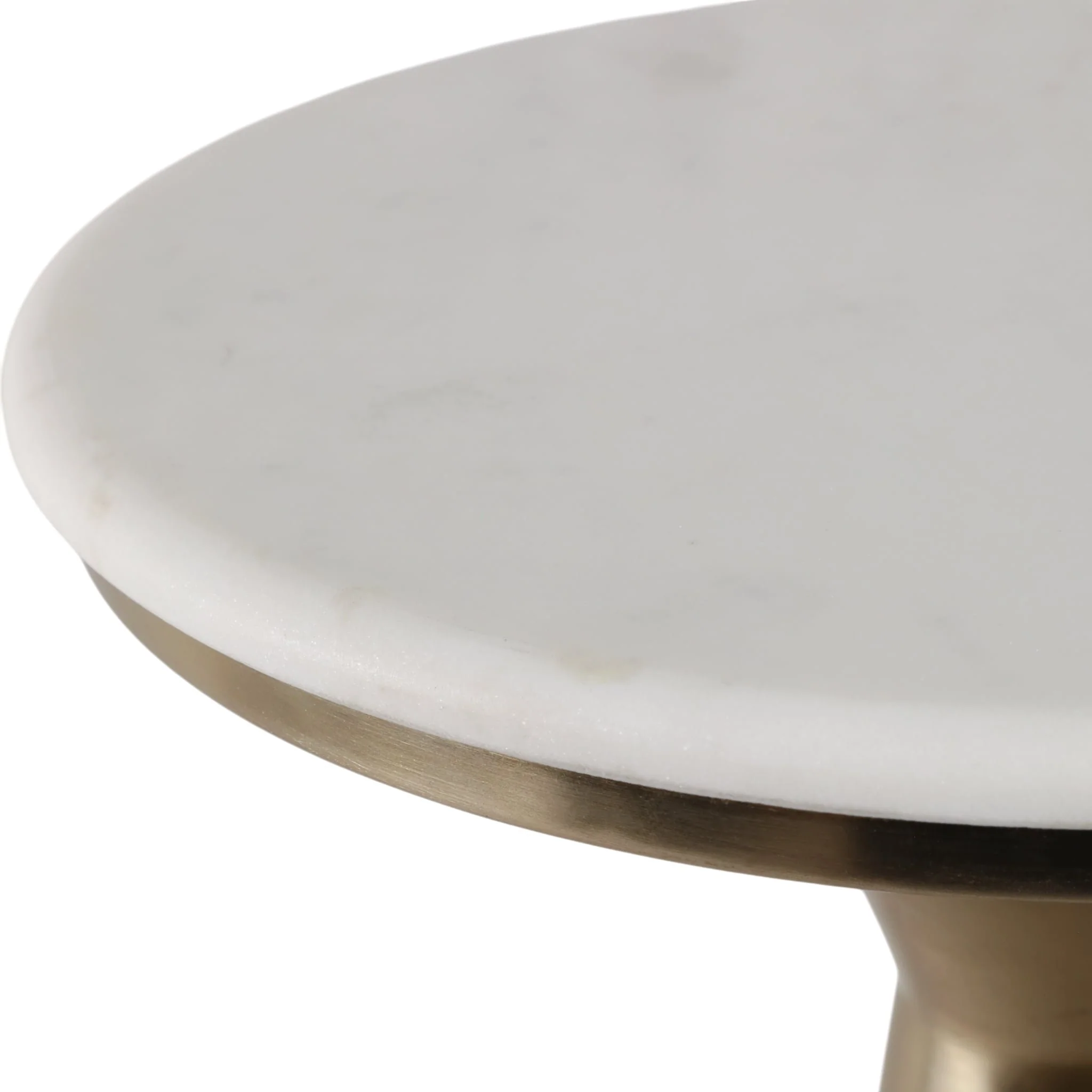 22x11"tapered Metal Base&mrble Drink Table,wht/gld - Image 6