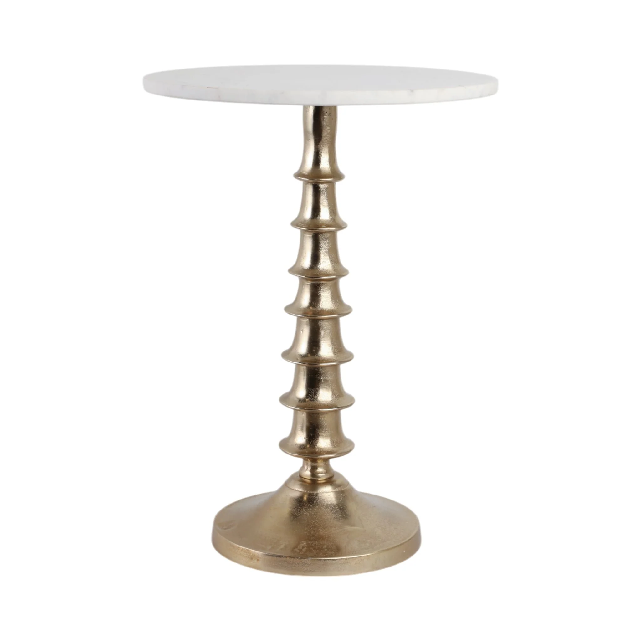 22x16" Layered Lilypad Accent Table, White/gold - Image 2
