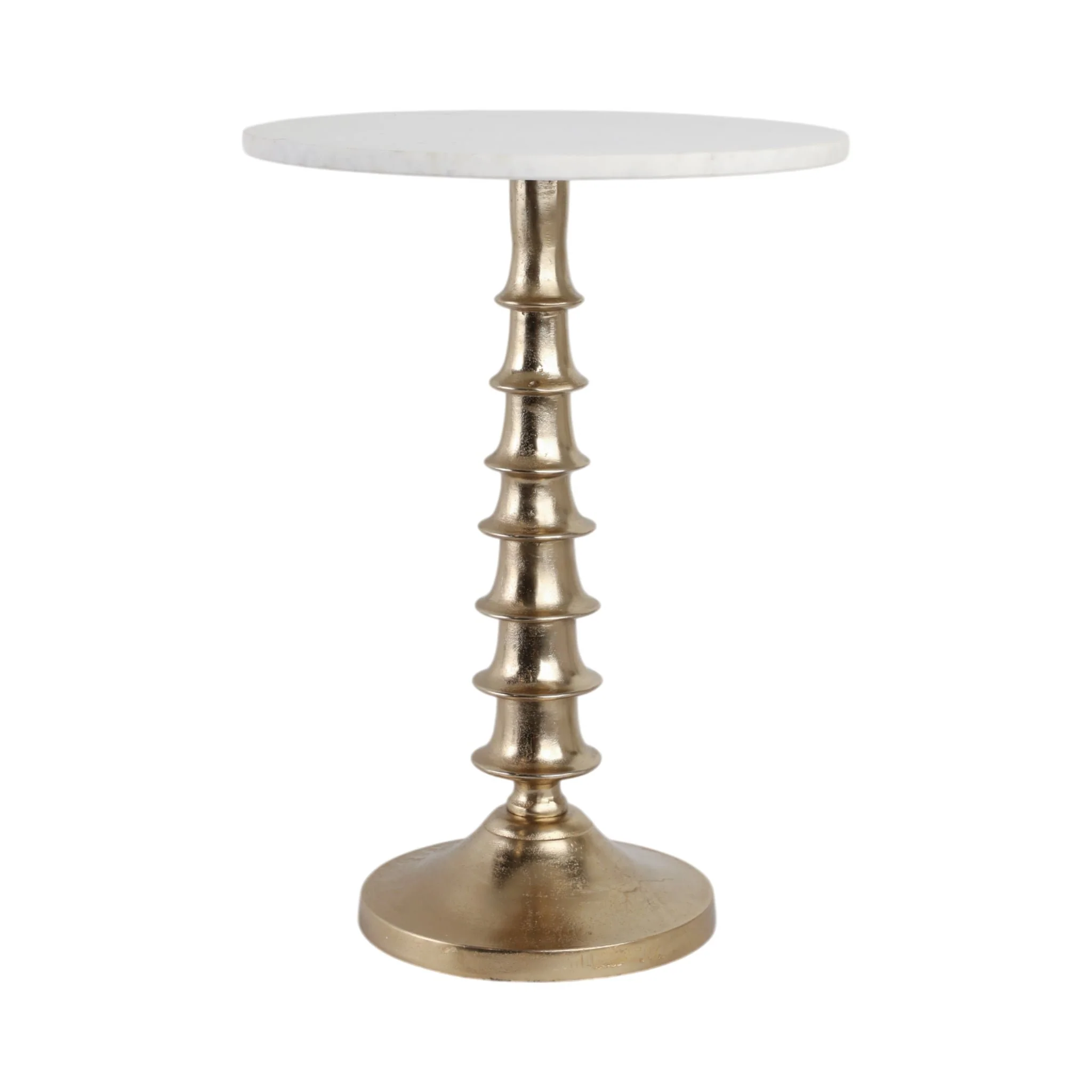 22x16" Layered Lilypad Accent Table, White/gold - Image 4