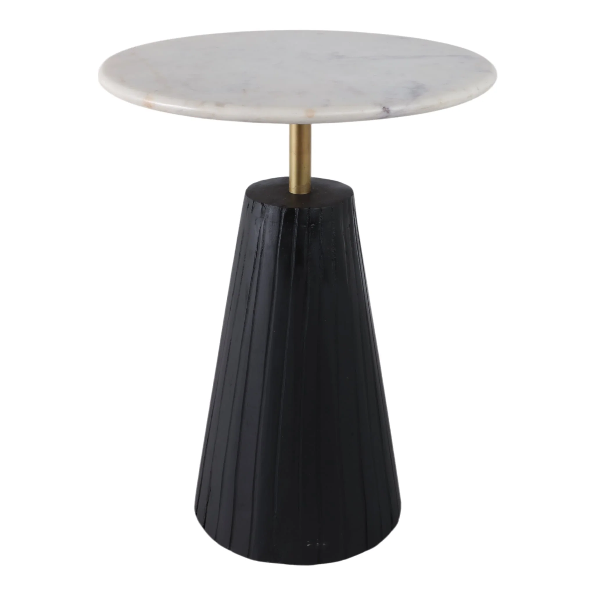 22x17" Fluted Base Marble Top Accent Table,wht/blk - Image 2