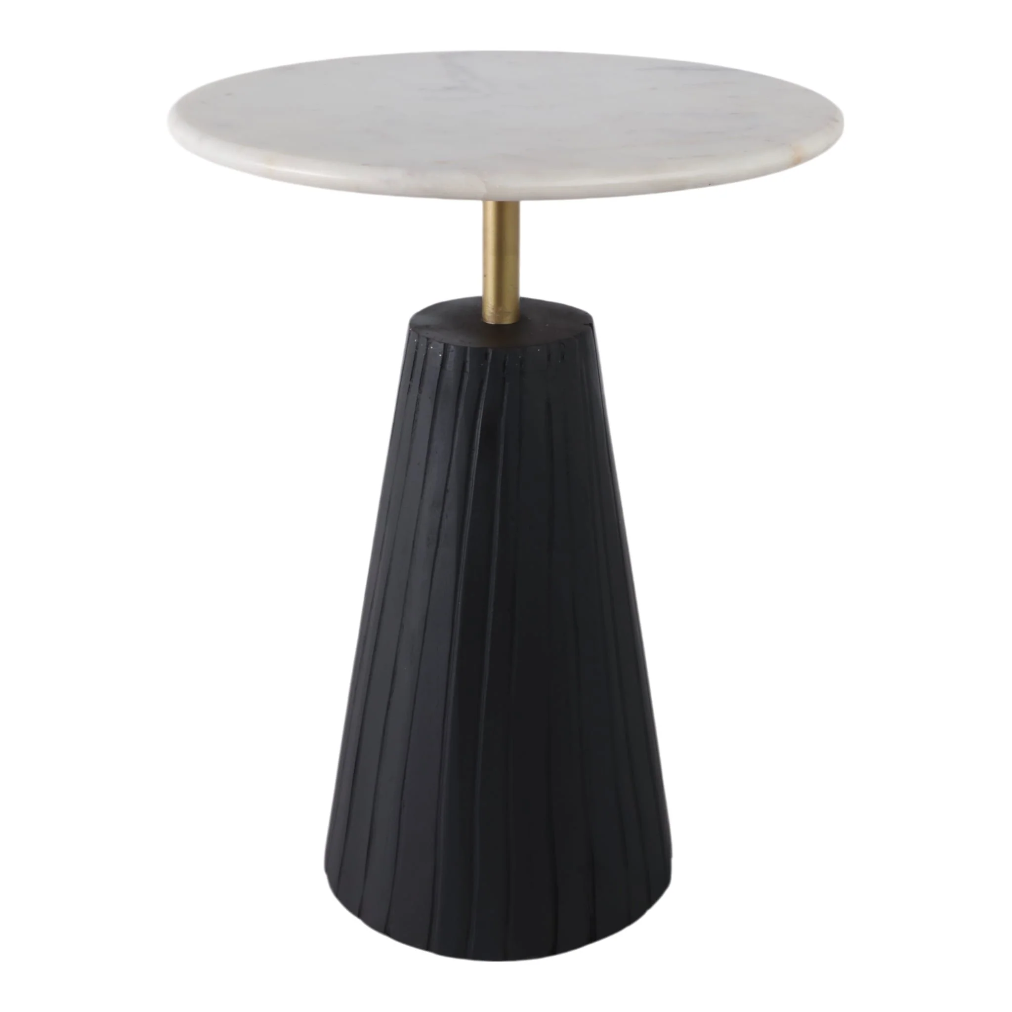 22x17" Fluted Base Marble Top Accent Table,wht/blk - Image 3