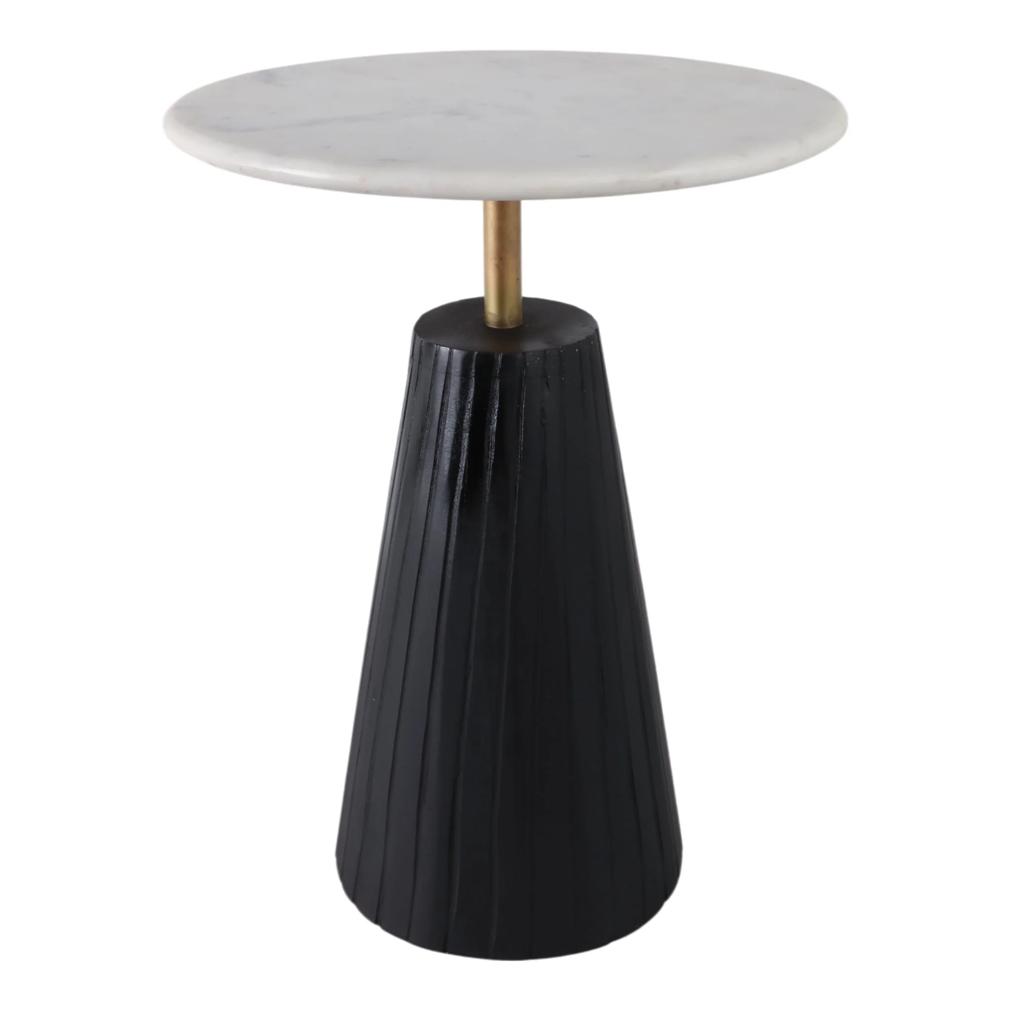 22x17" Fluted Base Marble Top Accent Table,wht/blk - Image 4