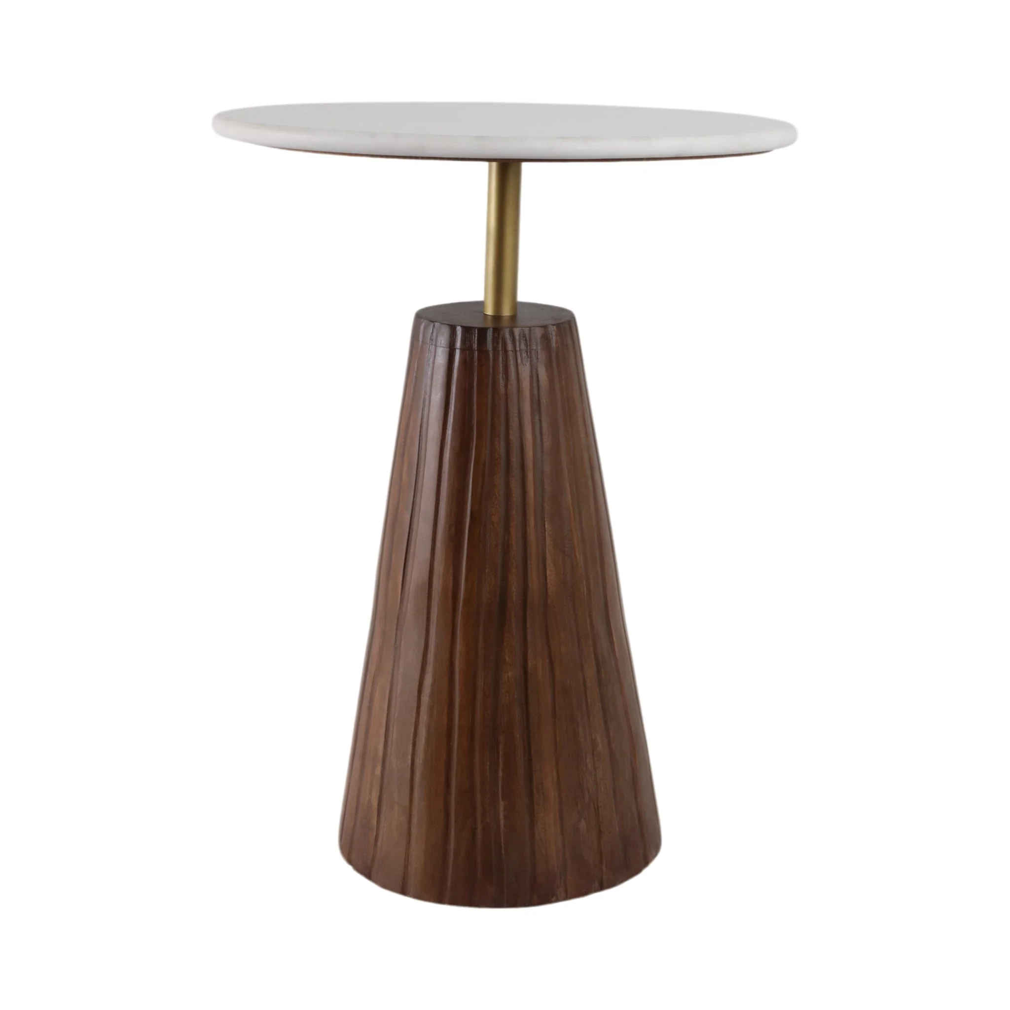 22x17" Fluted Base Marble Top Accent Table,wht/brw - Image 4