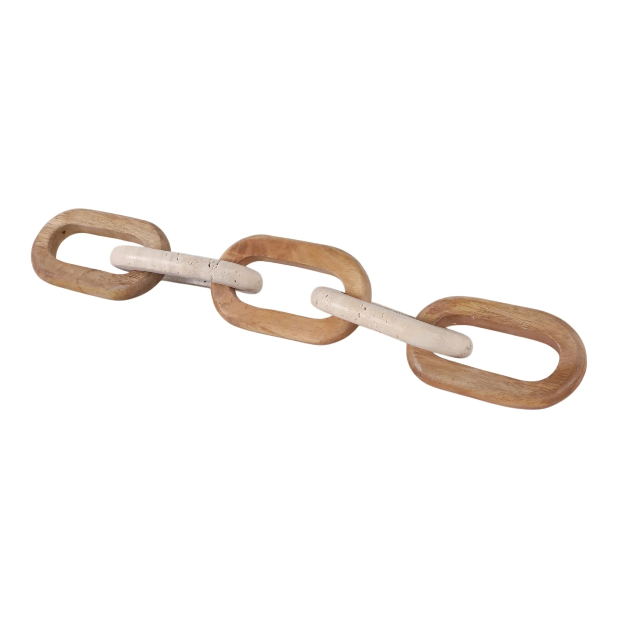 22x4" Travertine & Wood 5-link Chain, Tan - Image 2