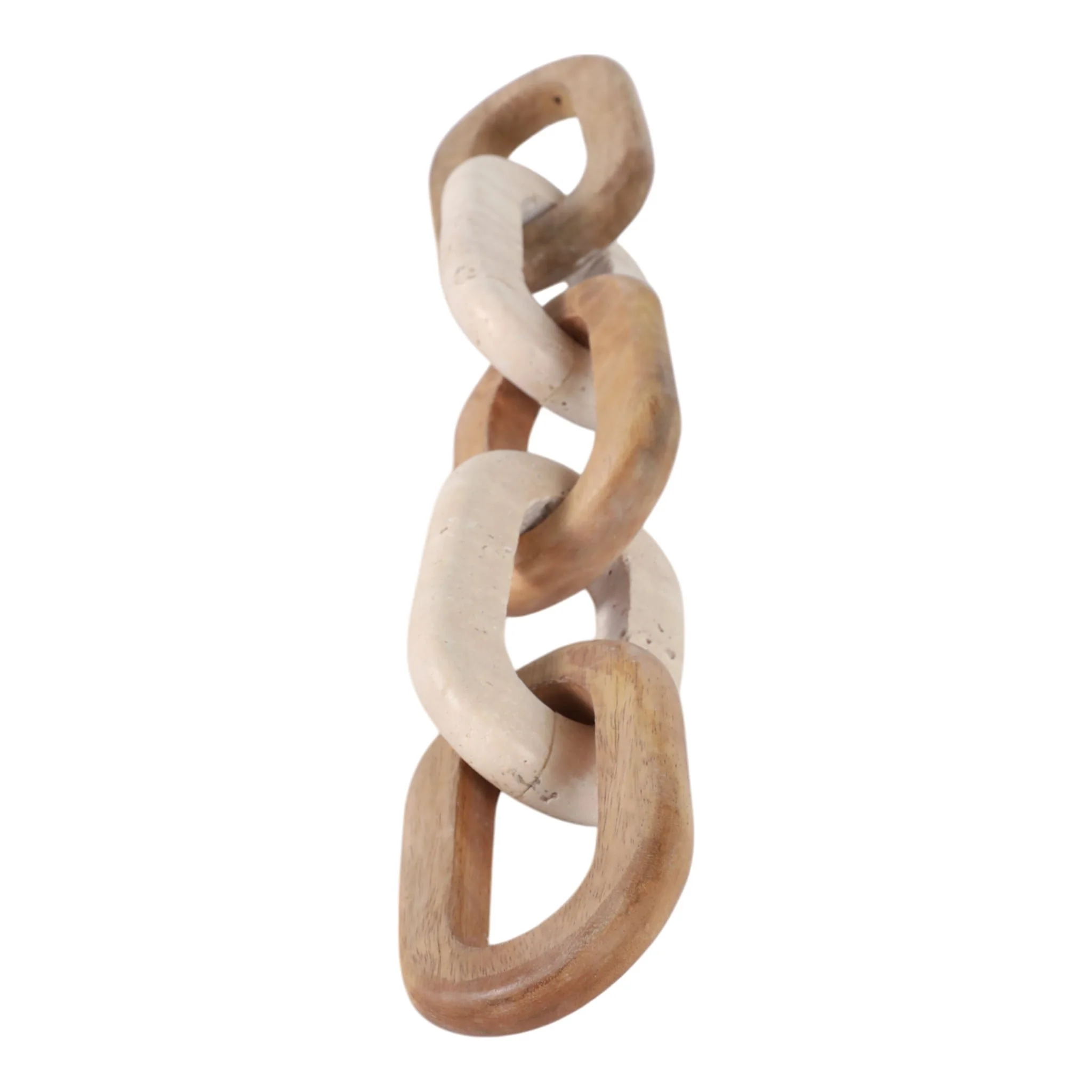 22x4" Travertine & Wood 5-link Chain, Tan - Image 3