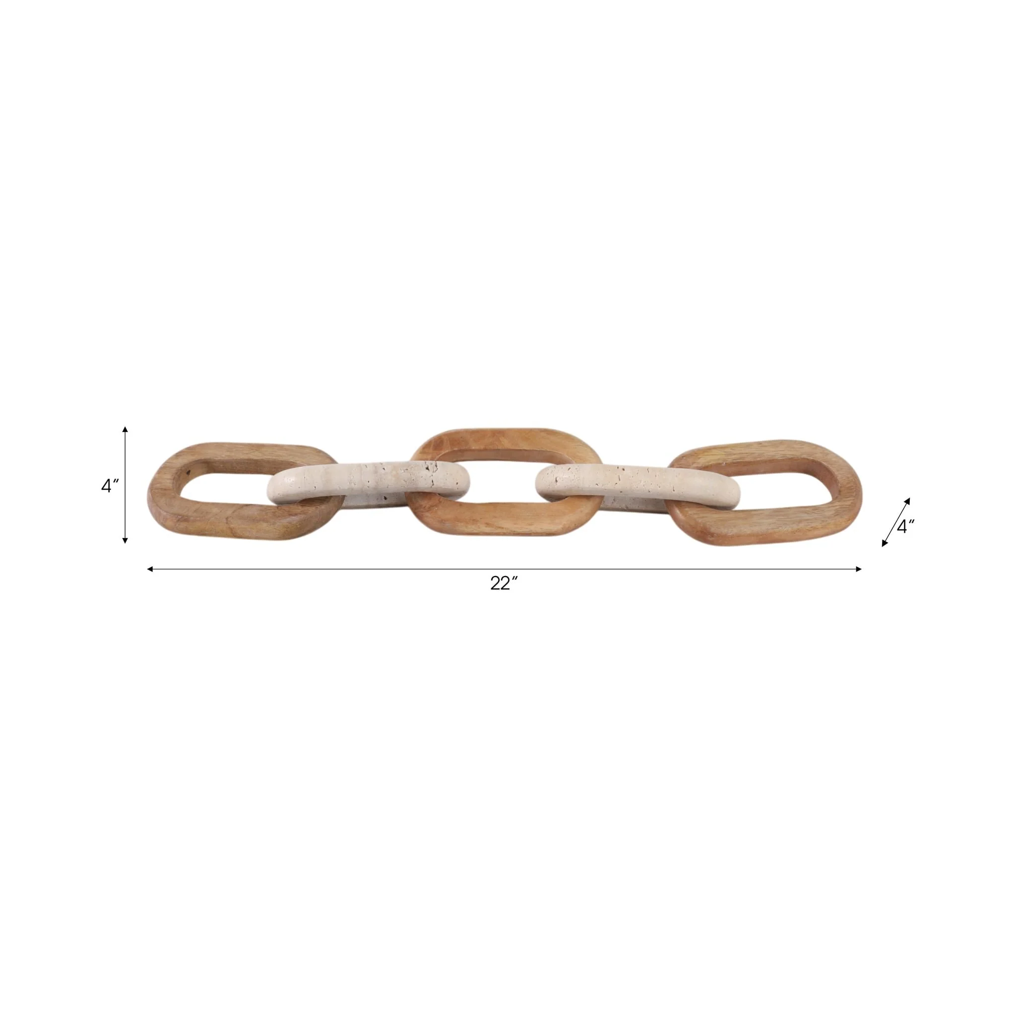 22x4" Travertine & Wood 5-link Chain, Tan - Image 6