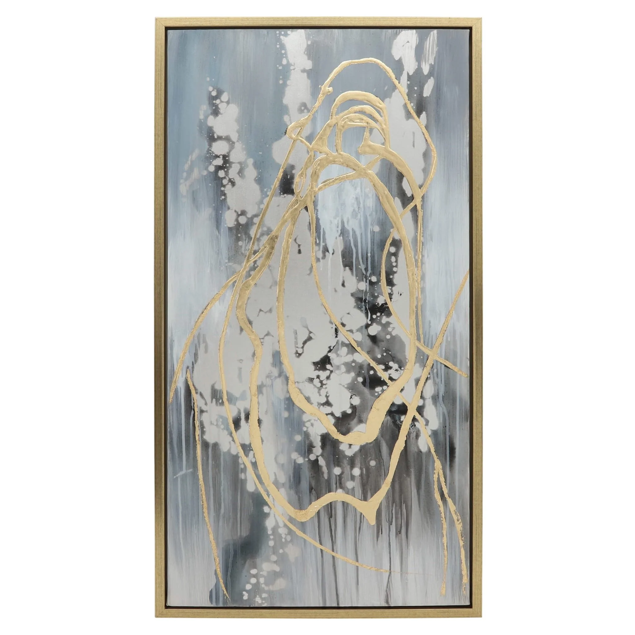 22x42 S/3 Abstract Canvas, Multi On Gold Frame - Image 3