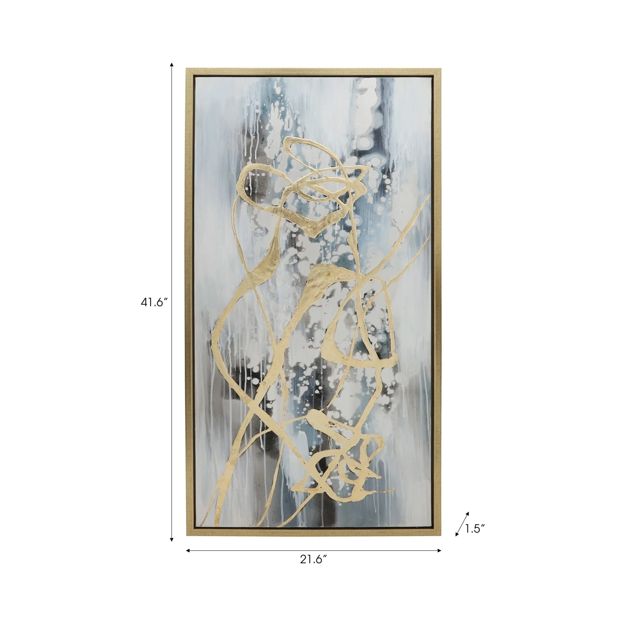 22x42 S/3 Abstract Canvas, Multi On Gold Frame - Image 7
