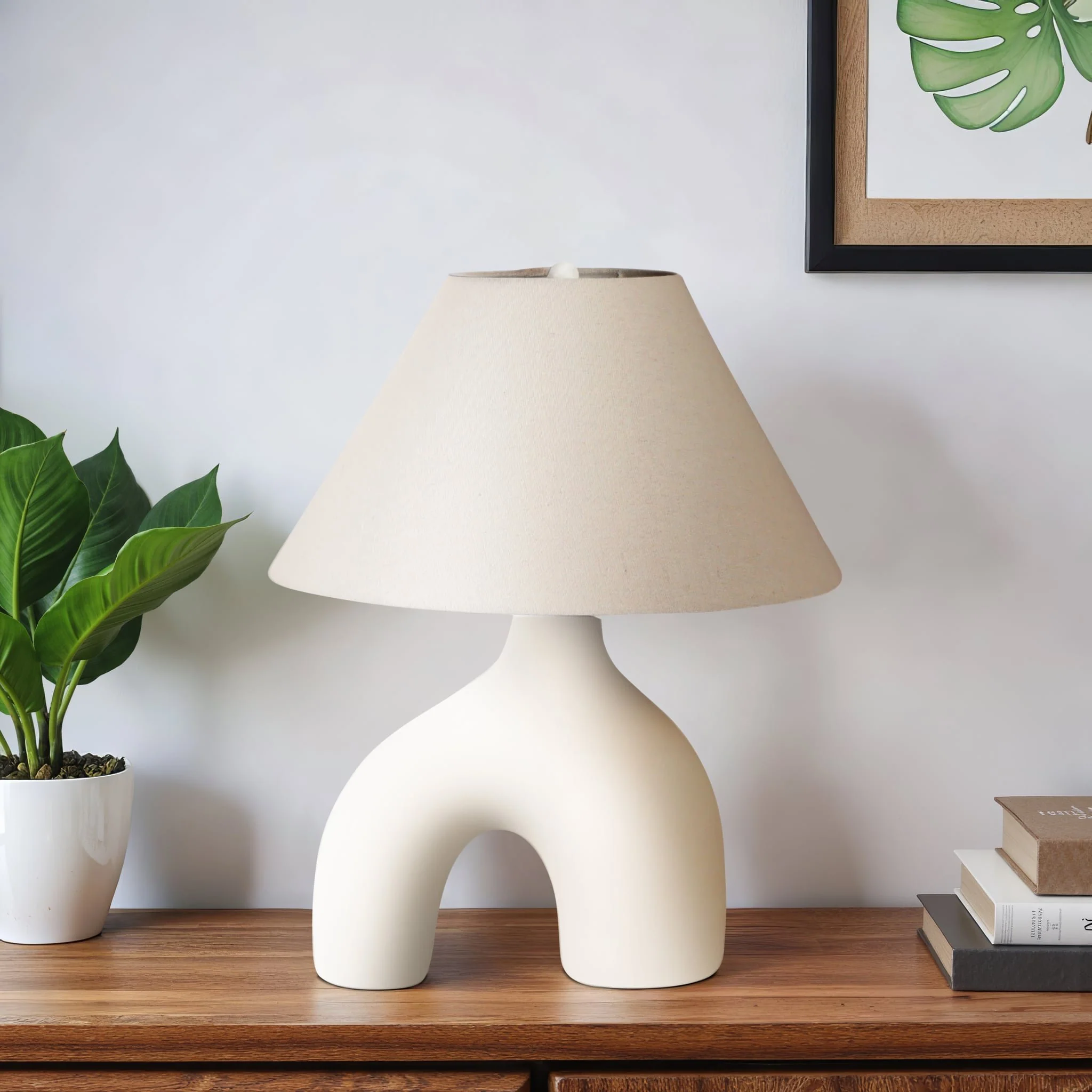 23" Modern Curved Arch Table Lamp, White - Image 7