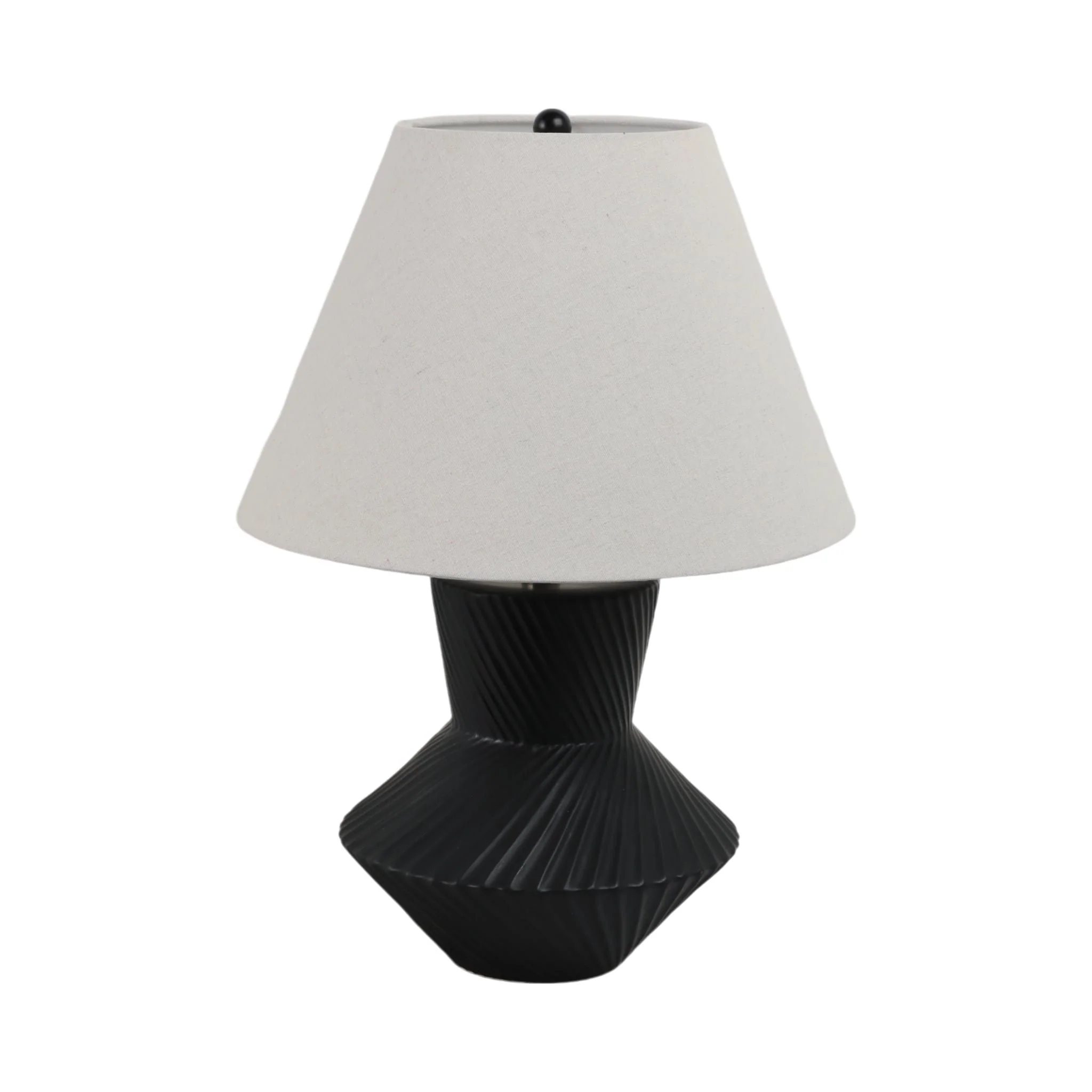 23" Ribbed Totem Table Lamp, Black/white - Image 3