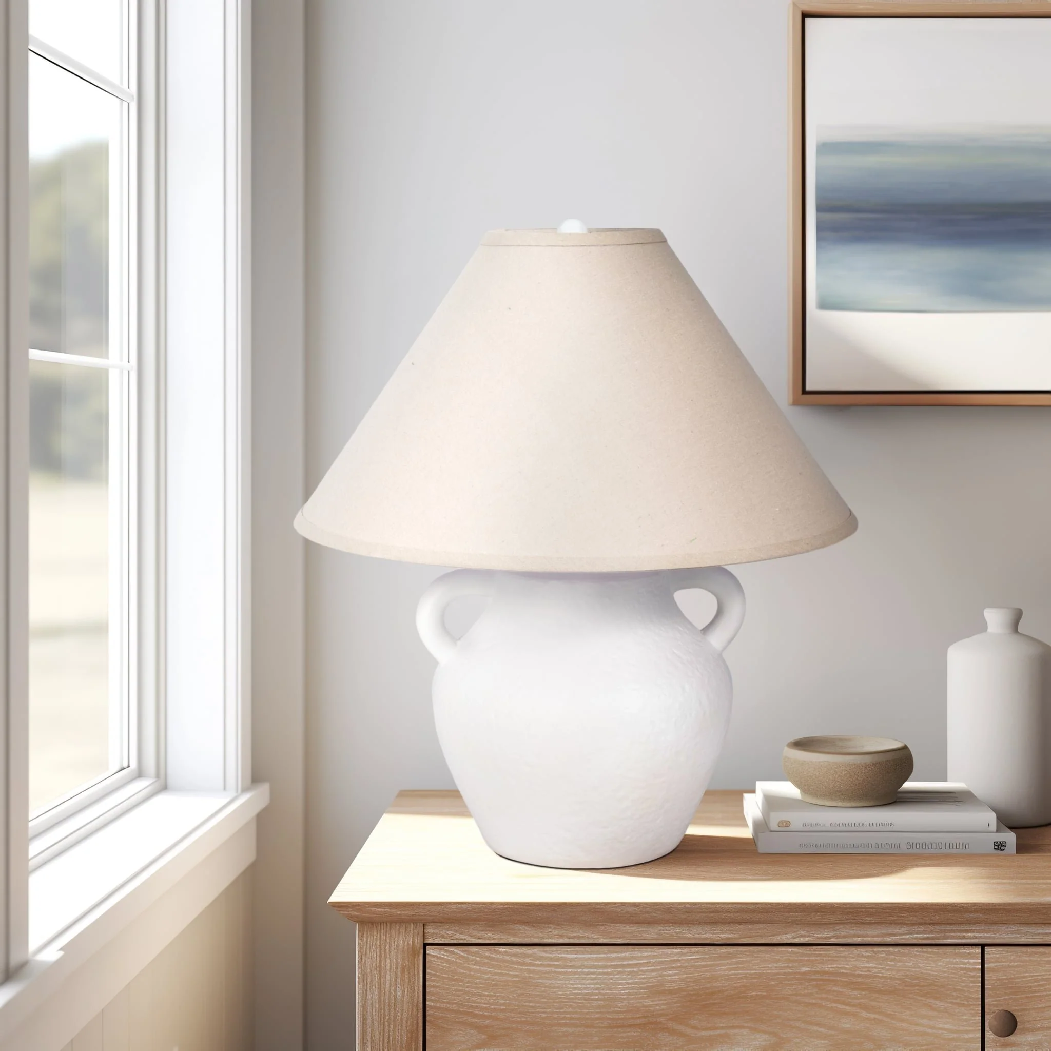 23" Textured Jug Table Lamp, White/grey - Image 8