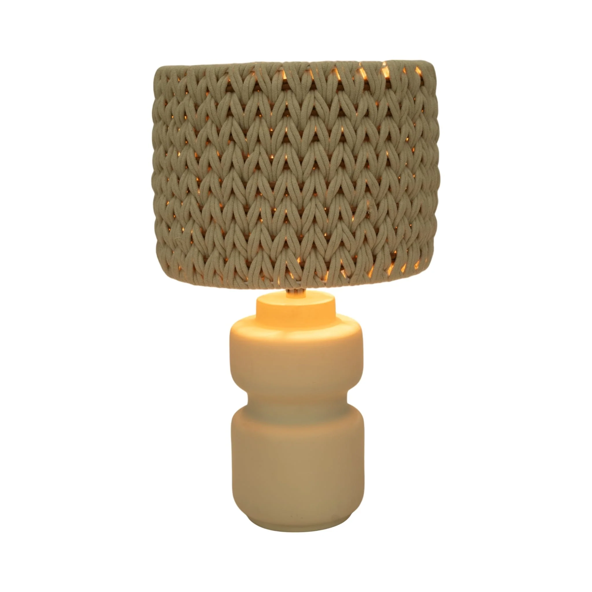 23"ceramic Table Lamp With Macrame Shade - Image 2