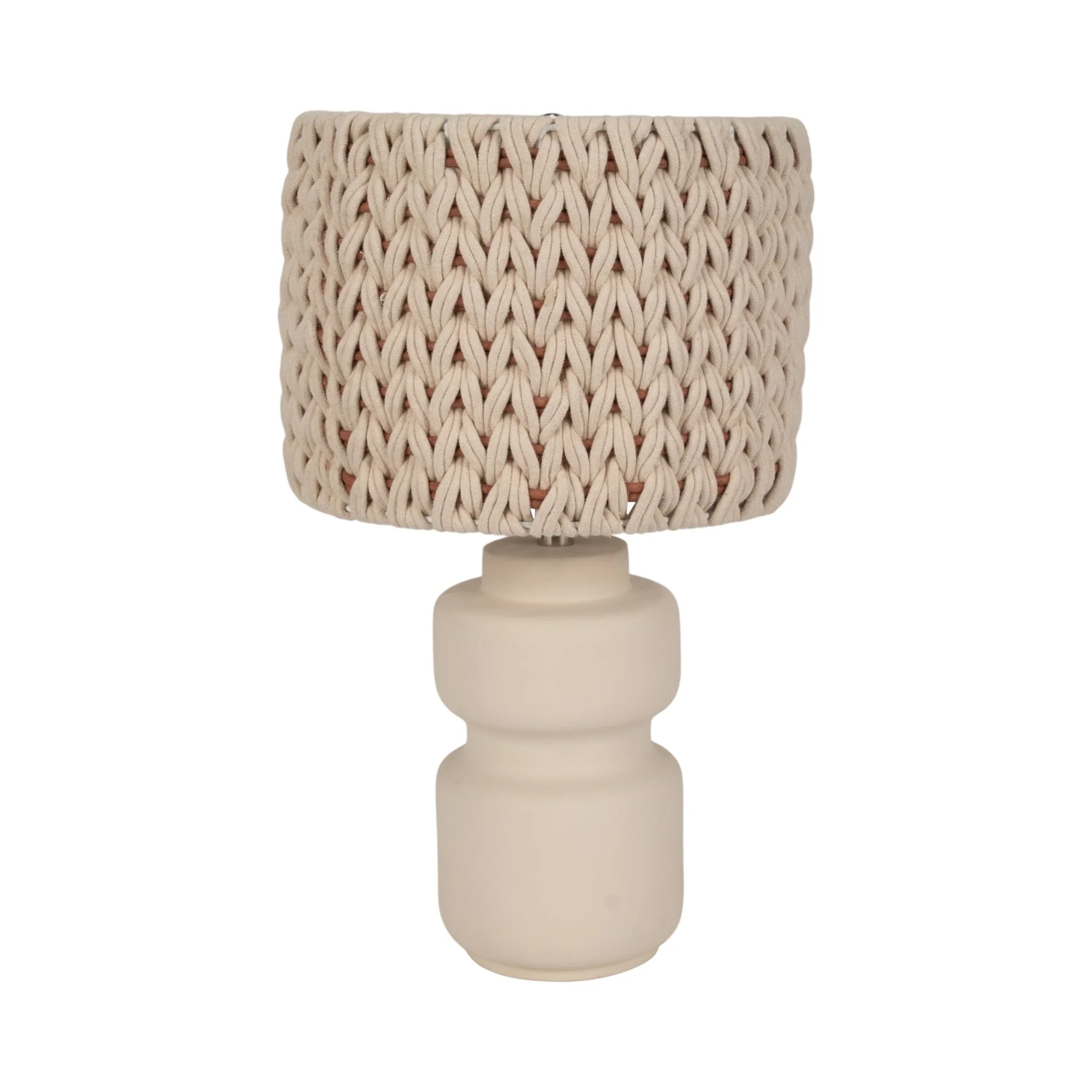 23"ceramic Table Lamp With Macrame Shade - Image 3