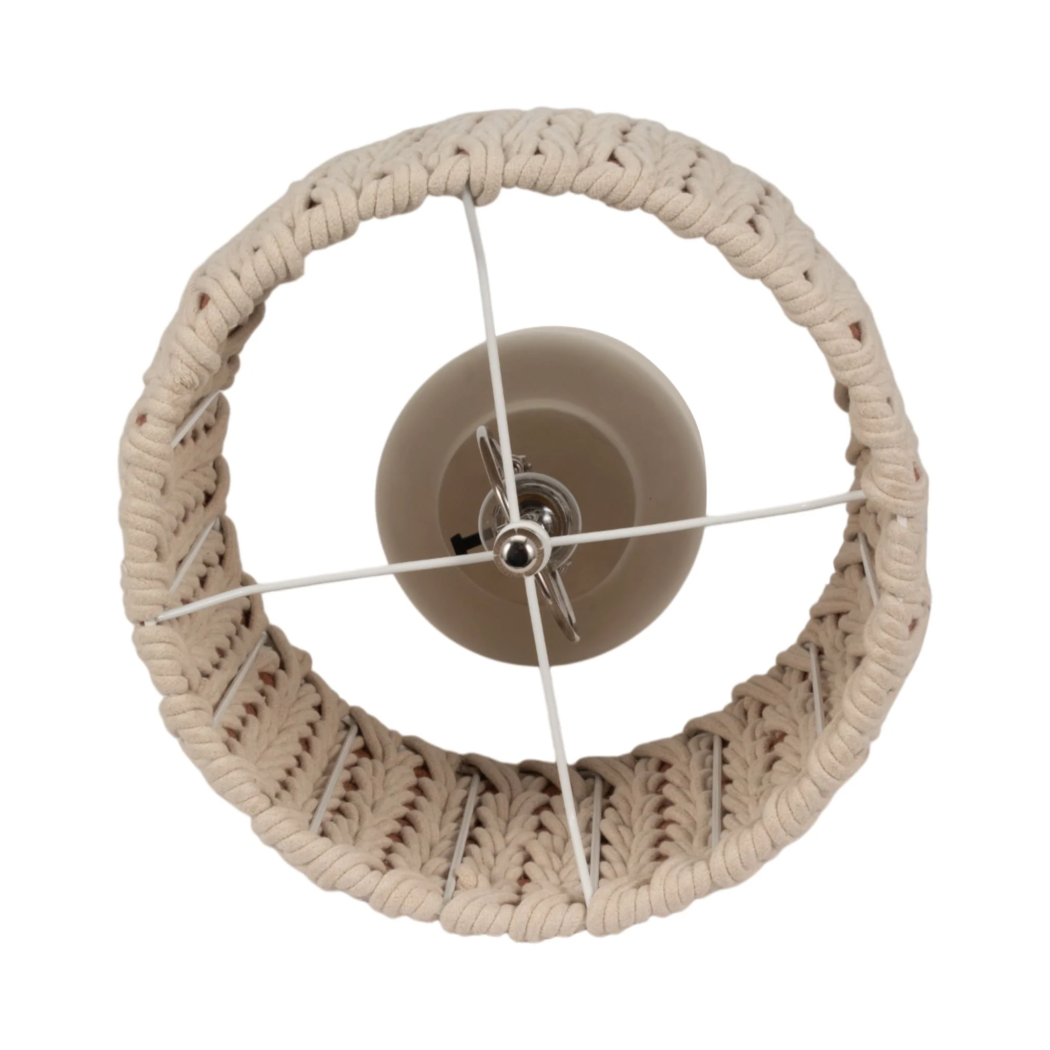 23"ceramic Table Lamp With Macrame Shade - Image 5