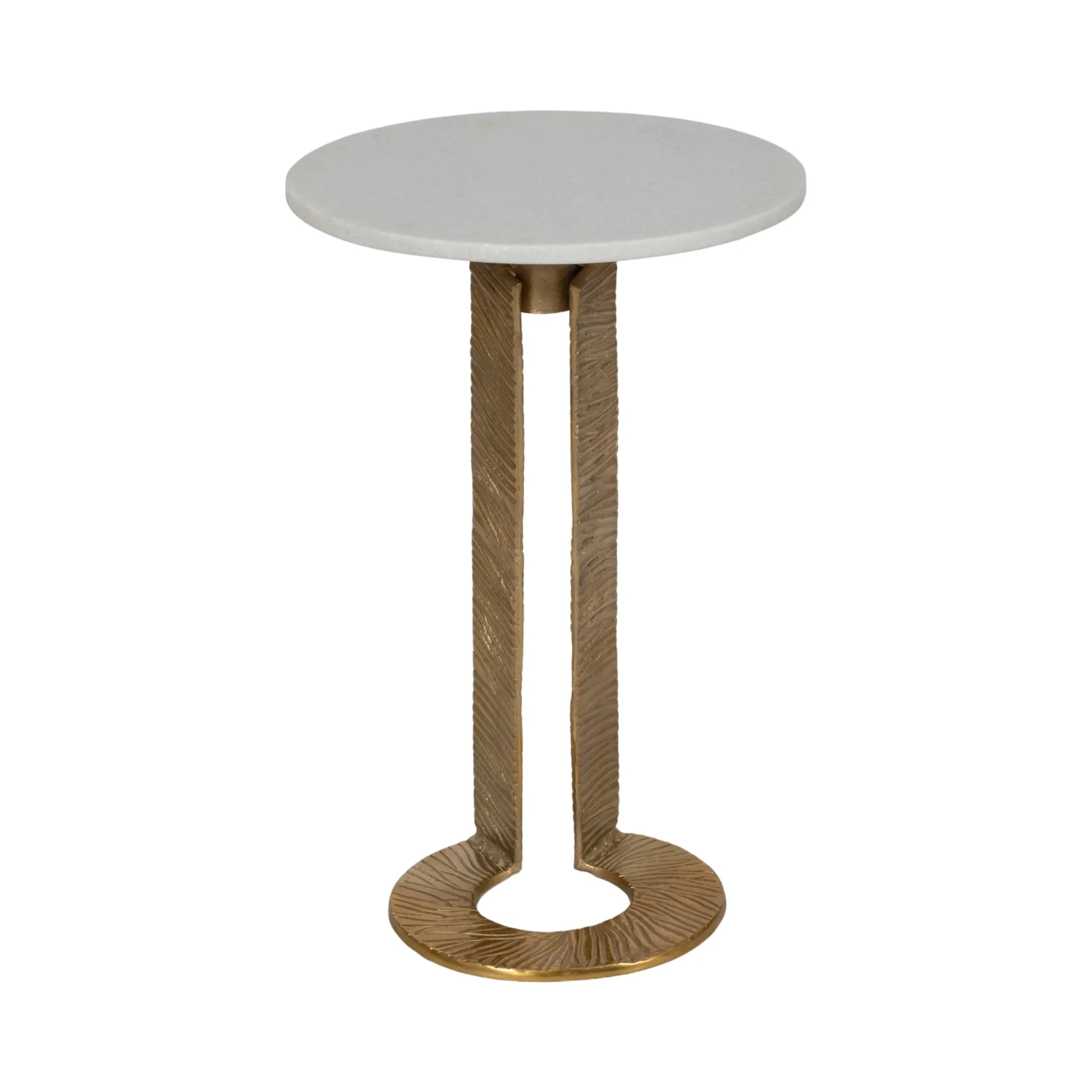 23"grooved Base Accent Table Marbletop,white/go Kd - Image 4
