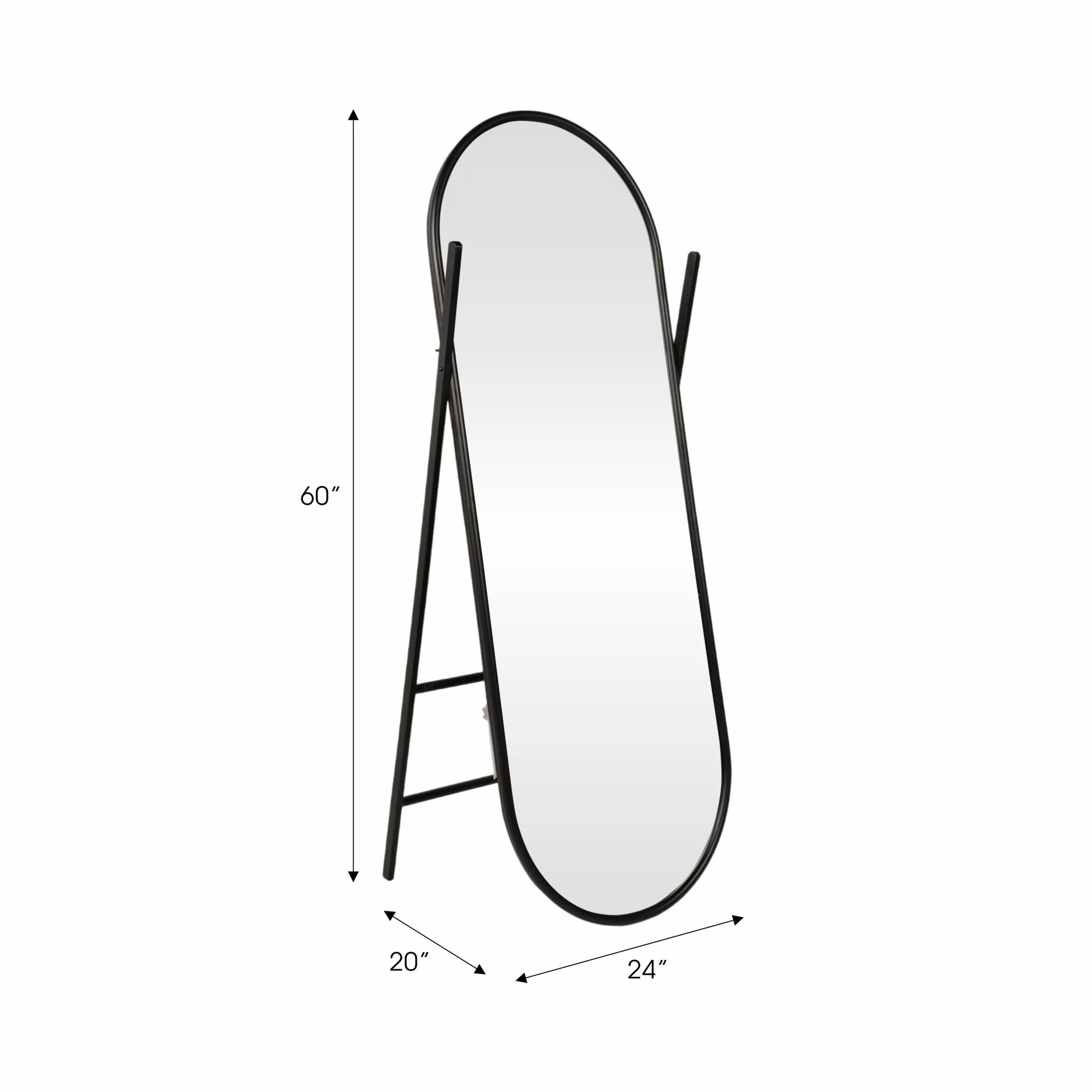 23x60 Rounded Standing Mirror, Black - Image 5