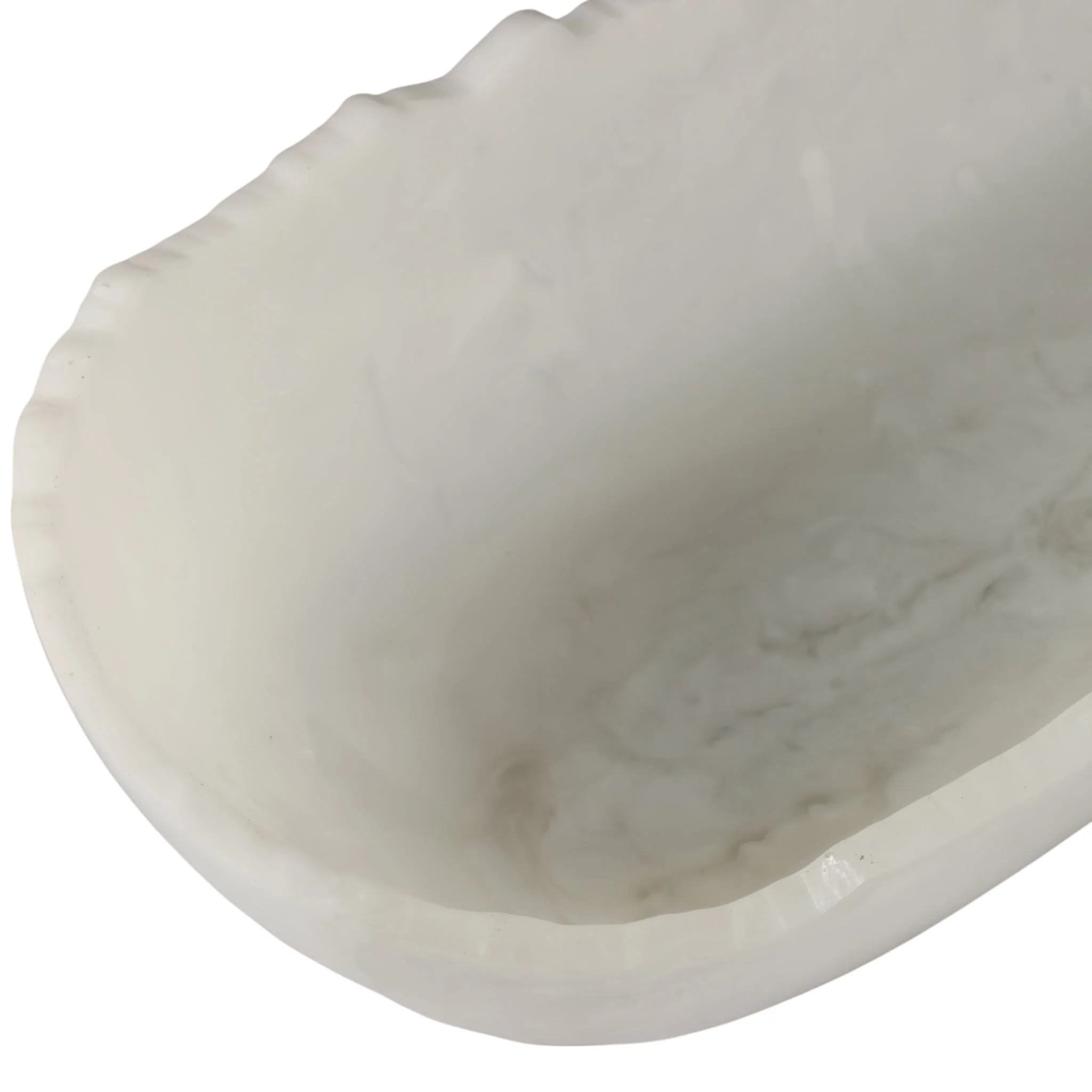 23x9" Raw Edge Marbled Resin Bowl, White - Image 6