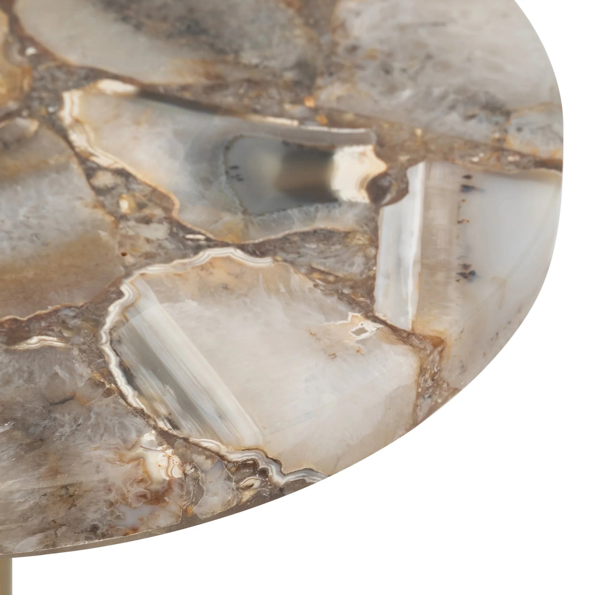 24" Agate Top Polished Edge Accent Table, Gold - Image 6
