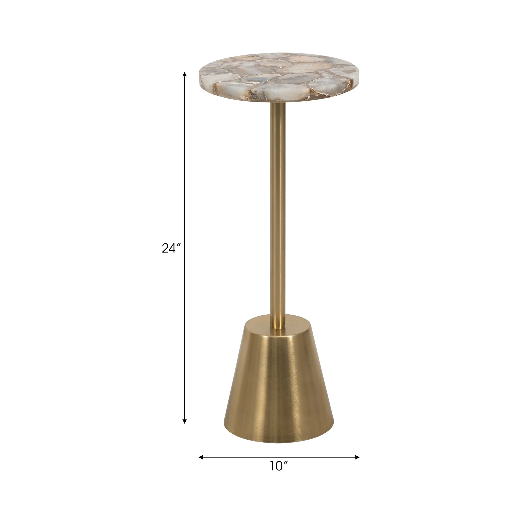 24" Agate Top Polished Edge Accent Table, Gold - Image 7