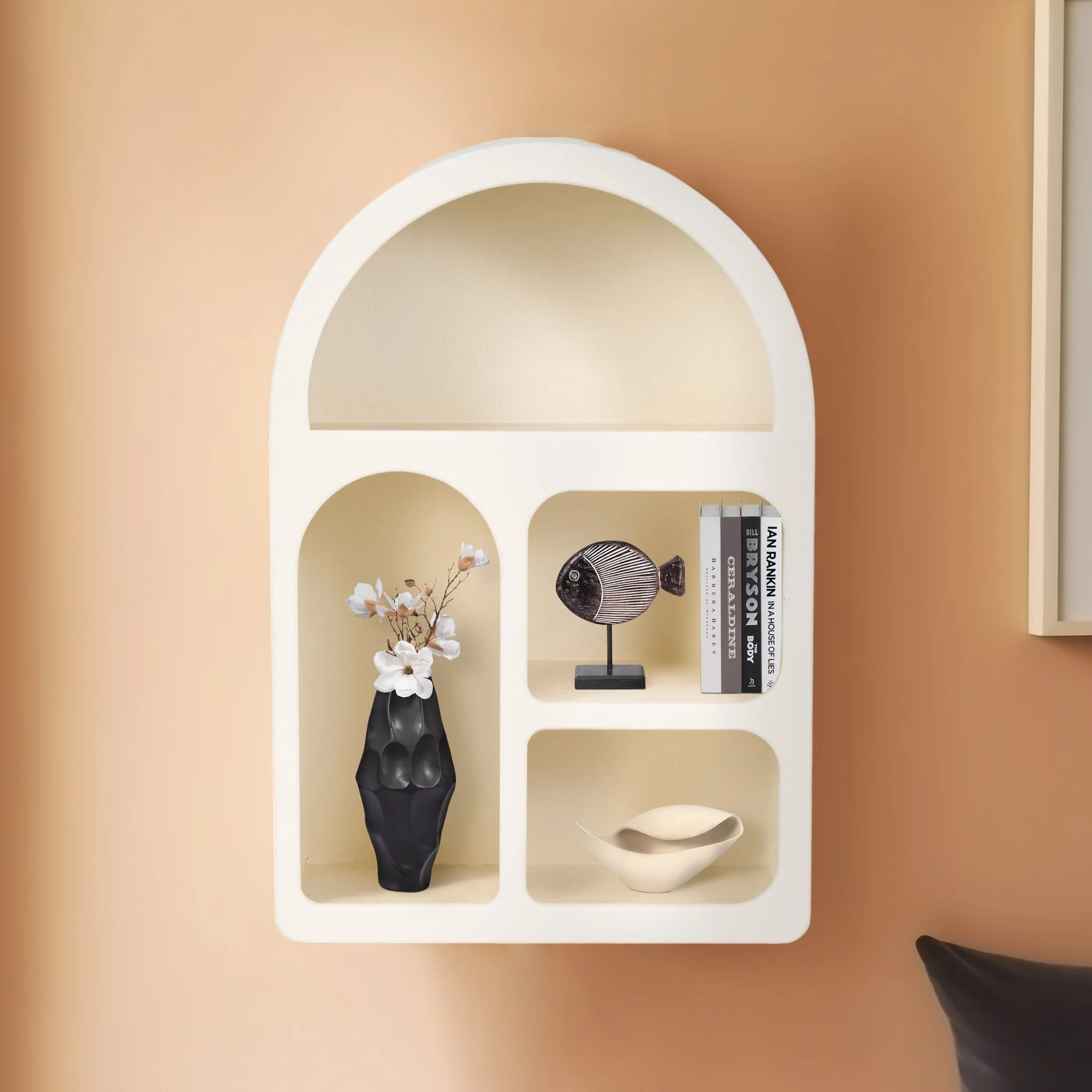 24" Arch Rough Finish Wall Shelf, White - Image 9