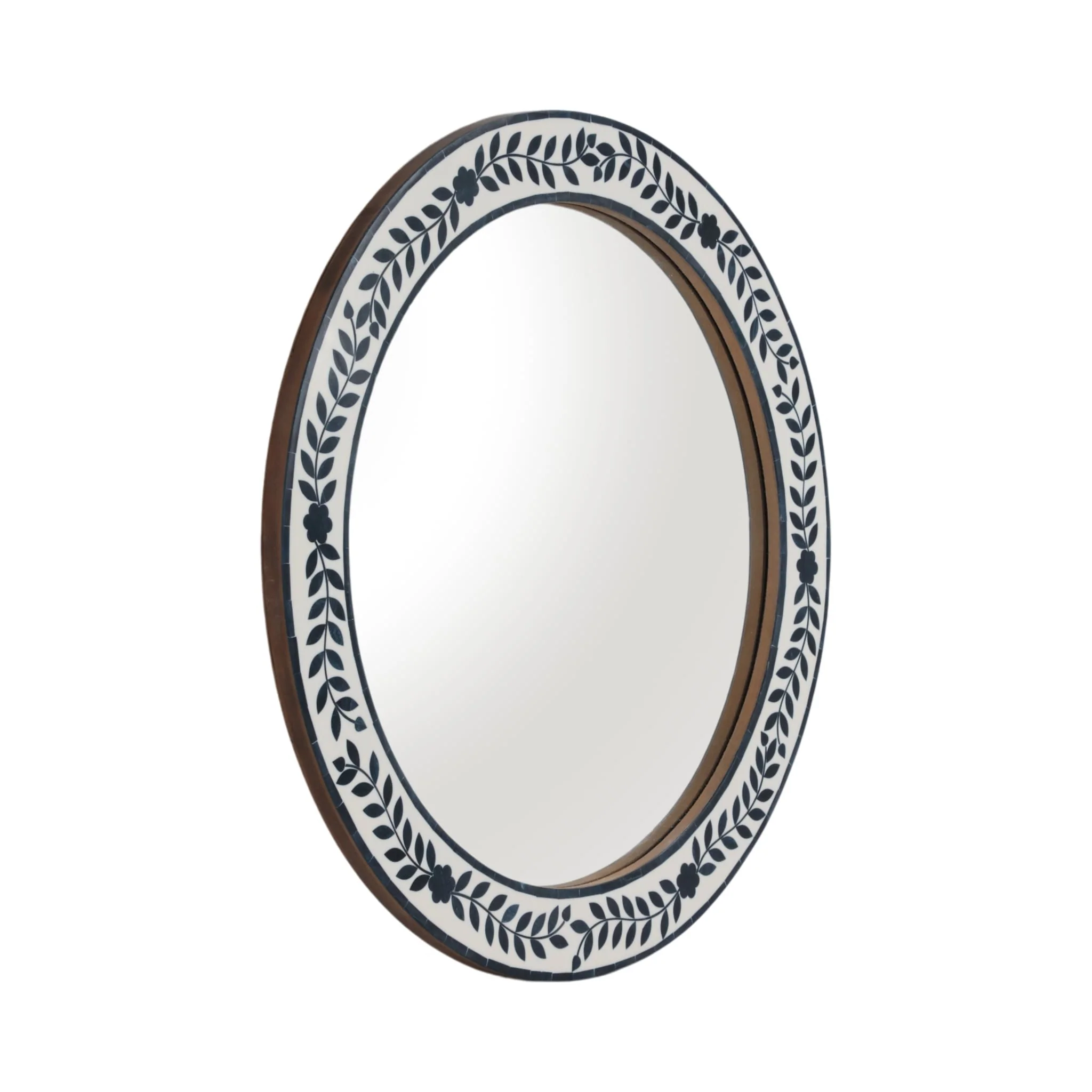 24" Blue Petals Resin Frame Mirror, White/blue - Image 2