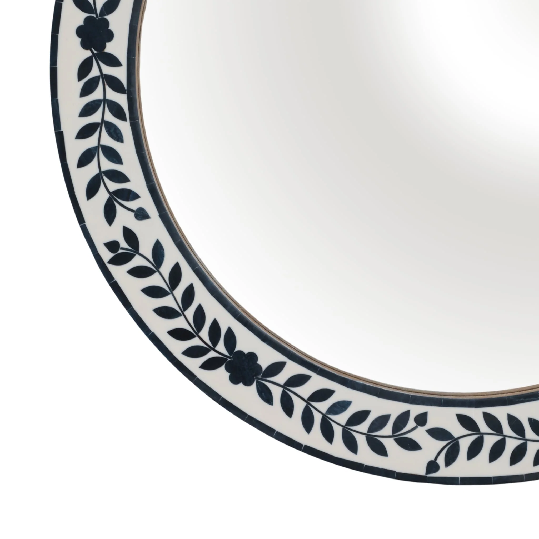 24" Blue Petals Resin Frame Mirror, White/blue - Image 4